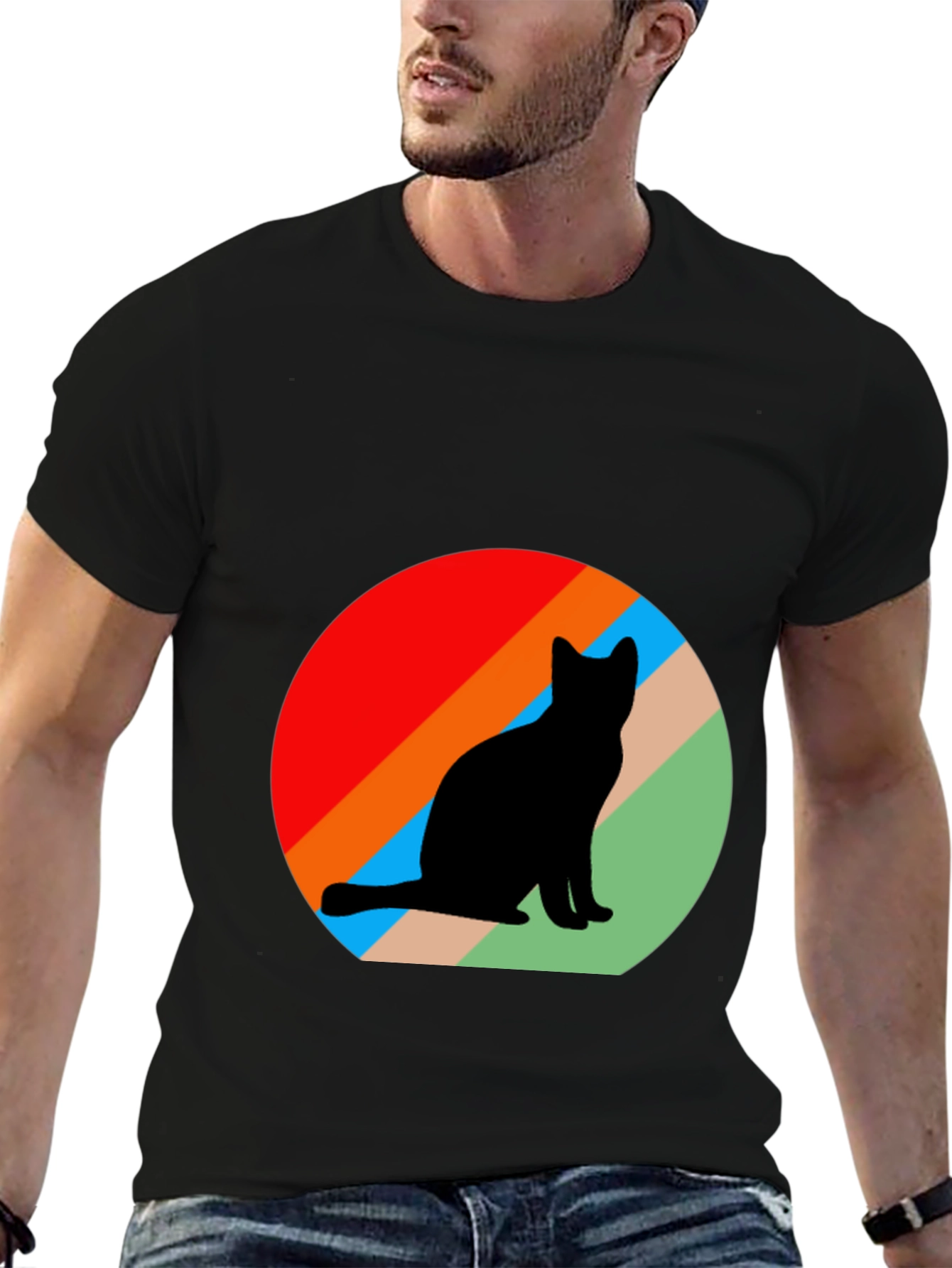 Retro Cat Silhouette Graphic Tee