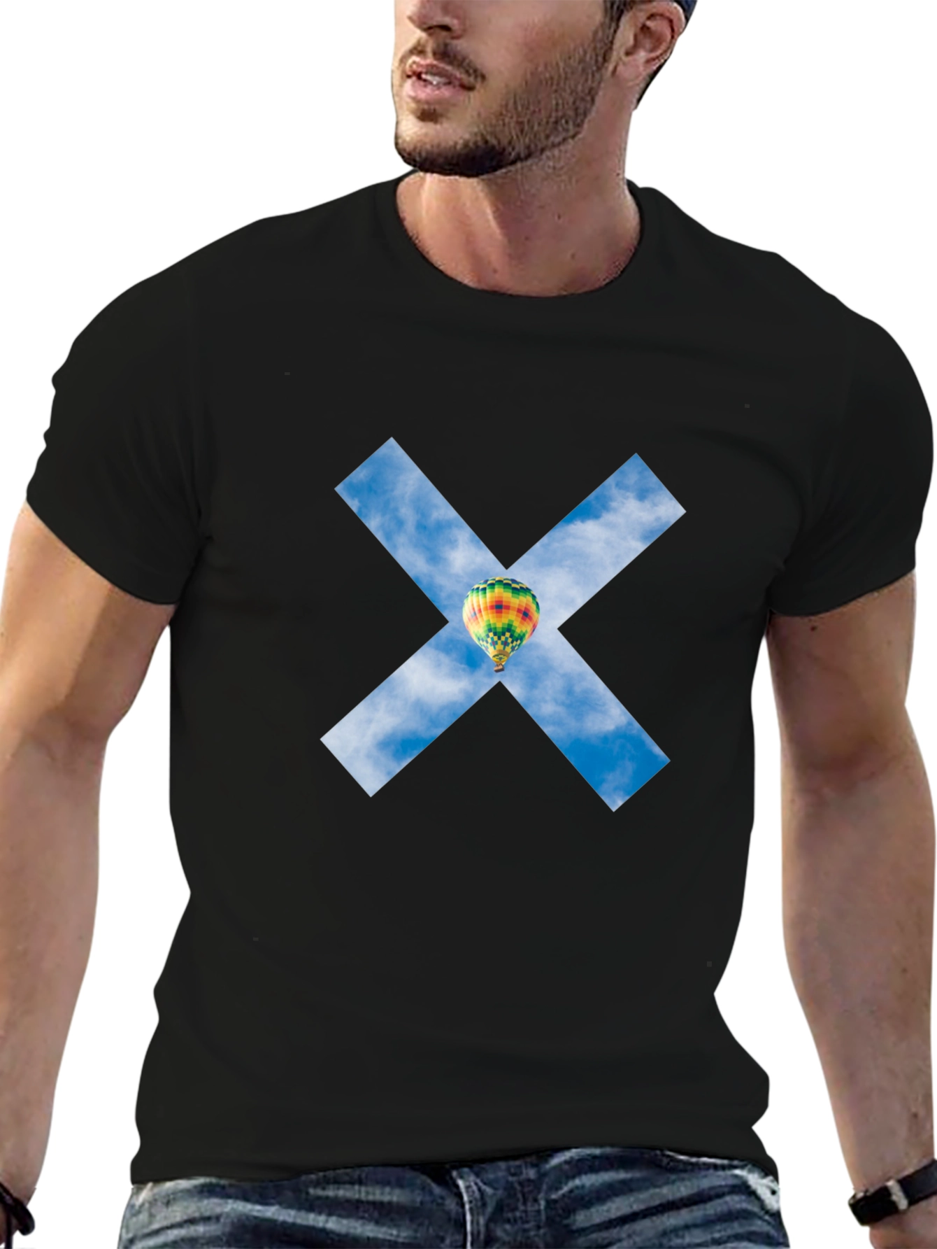Sky Balloon X Graphic Tee - Black Cotton Blend