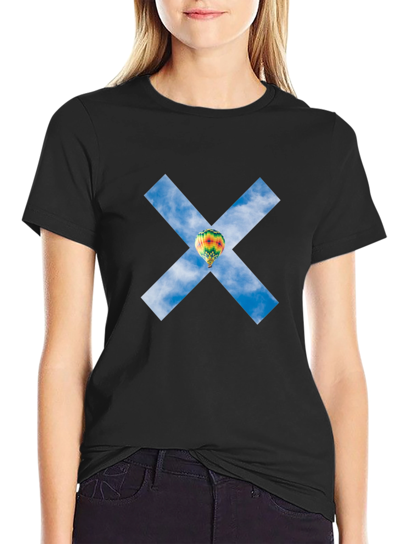 Sky Balloon X Graphic Tee - Black Cotton Blend