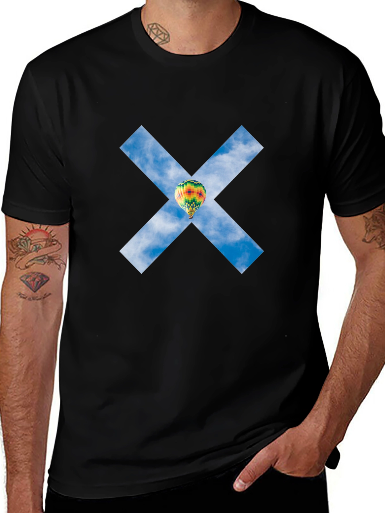 Sky Balloon X Graphic Tee - Black Cotton Blend