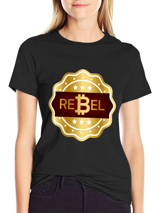 Rebel Bitcoin T-Shirt - Gold Emblem Design