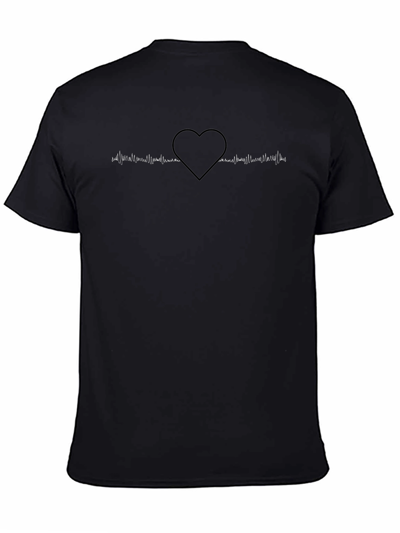 Heartbeat Heart Design Black T-Shirt