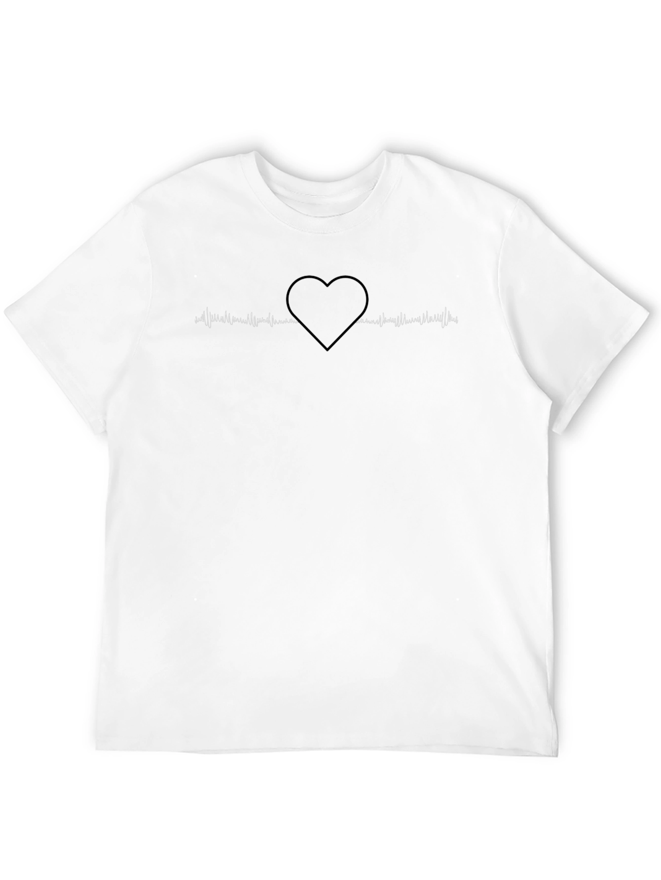 Heartbeat Heart Design Black T-Shirt