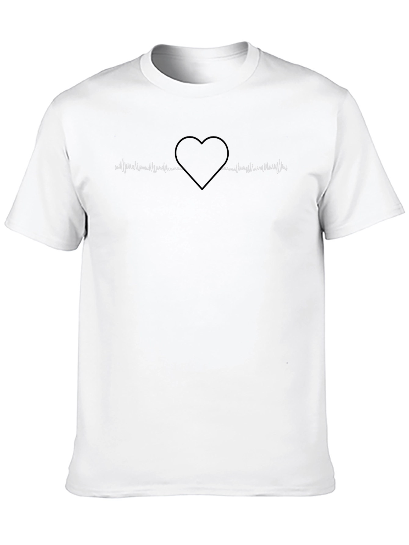 Heartbeat Heart Design Black T-Shirt