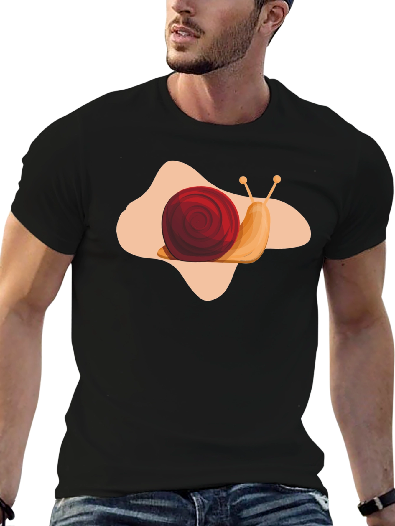 Snail Graphic Print Black T-Shirt