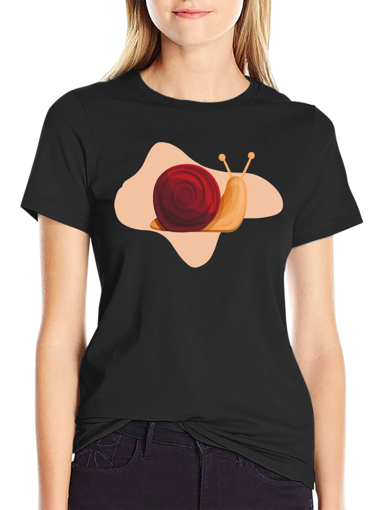 Snail Graphic Print Black T-Shirt