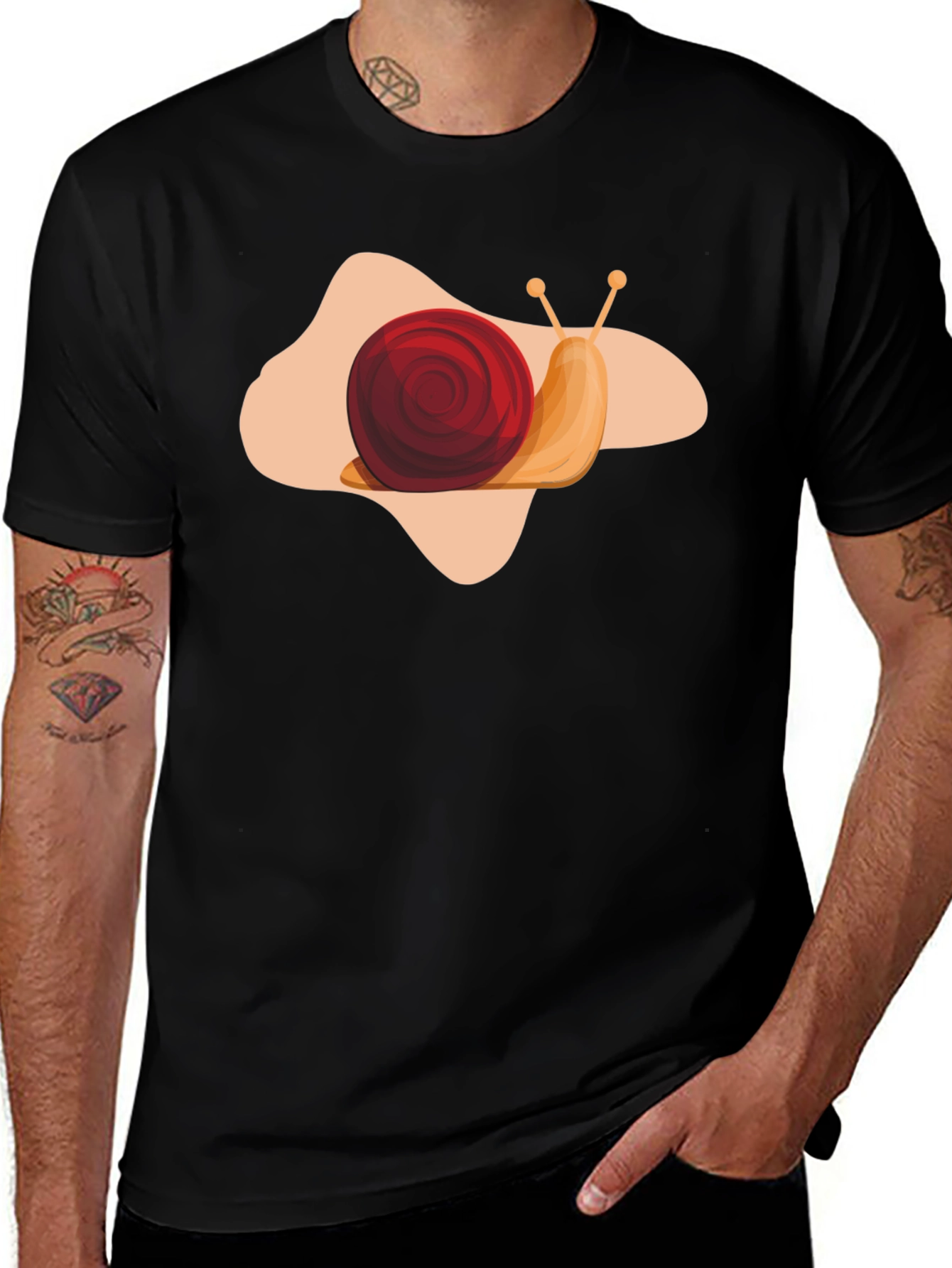 Snail Graphic Print Black T-Shirt