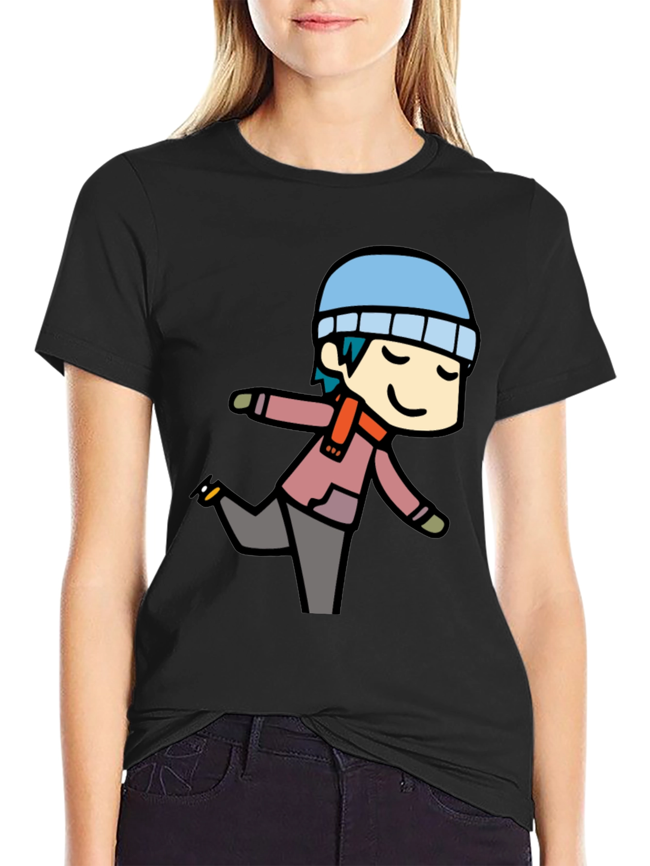 Cartoon Skater Graphic T-Shirt