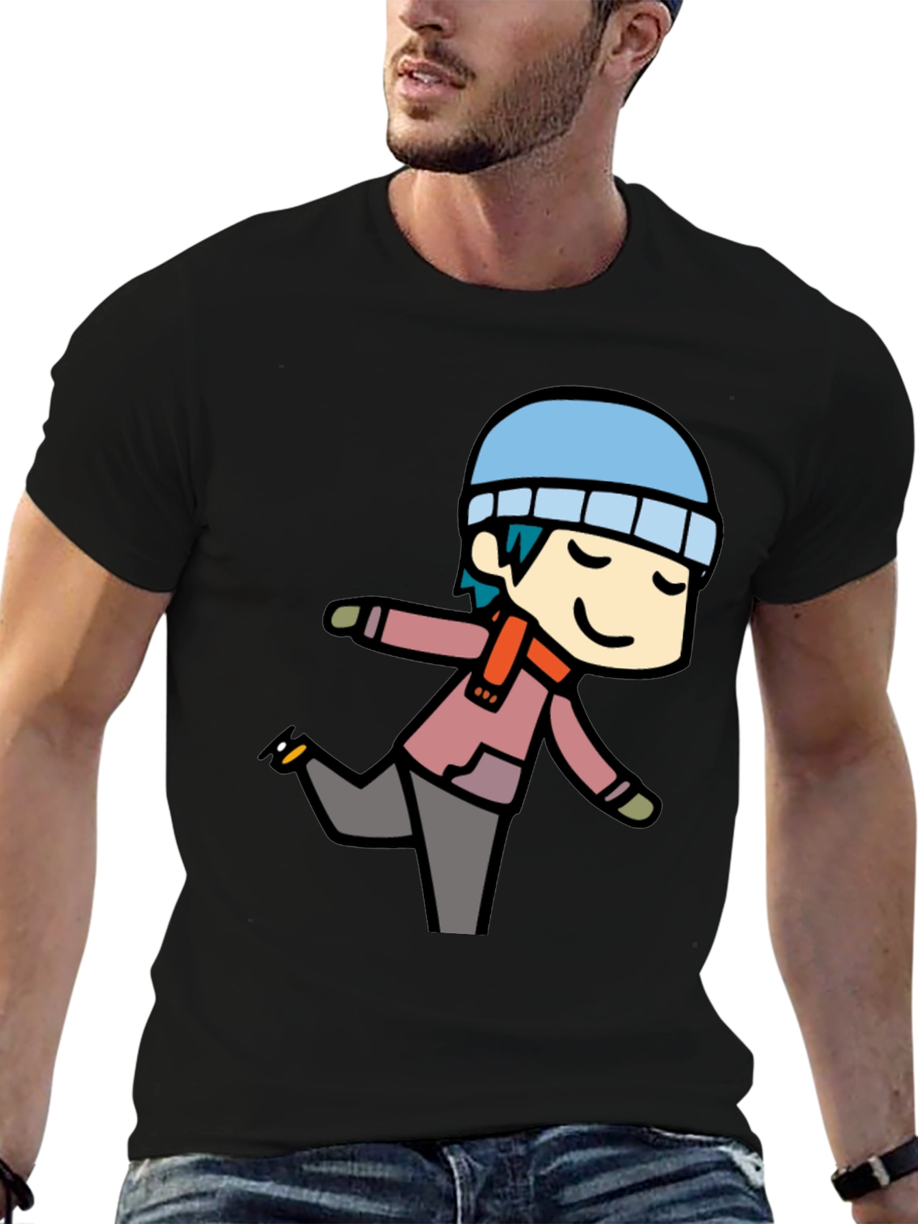Cartoon Skater Graphic T-Shirt