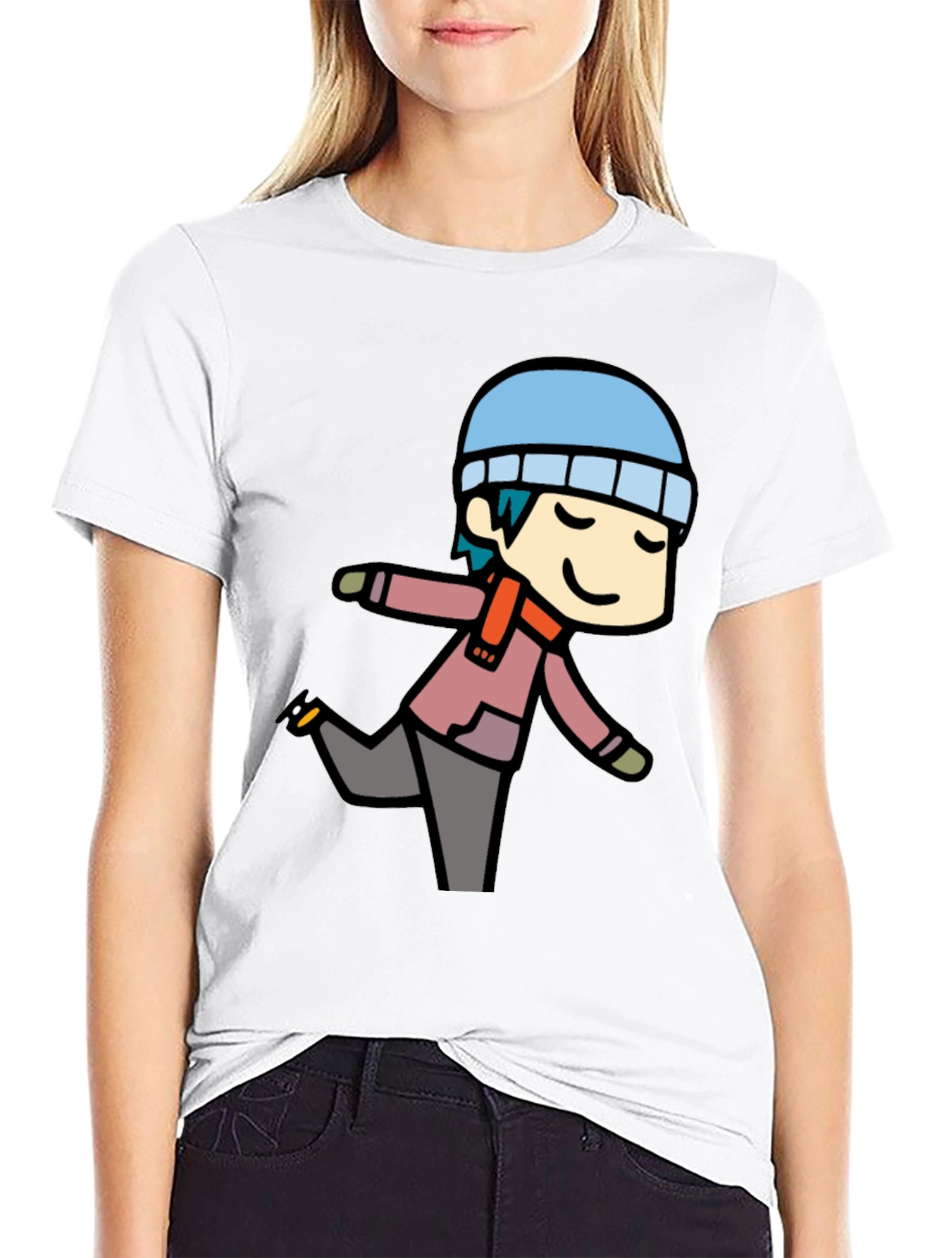 Cartoon Skater Graphic T-Shirt