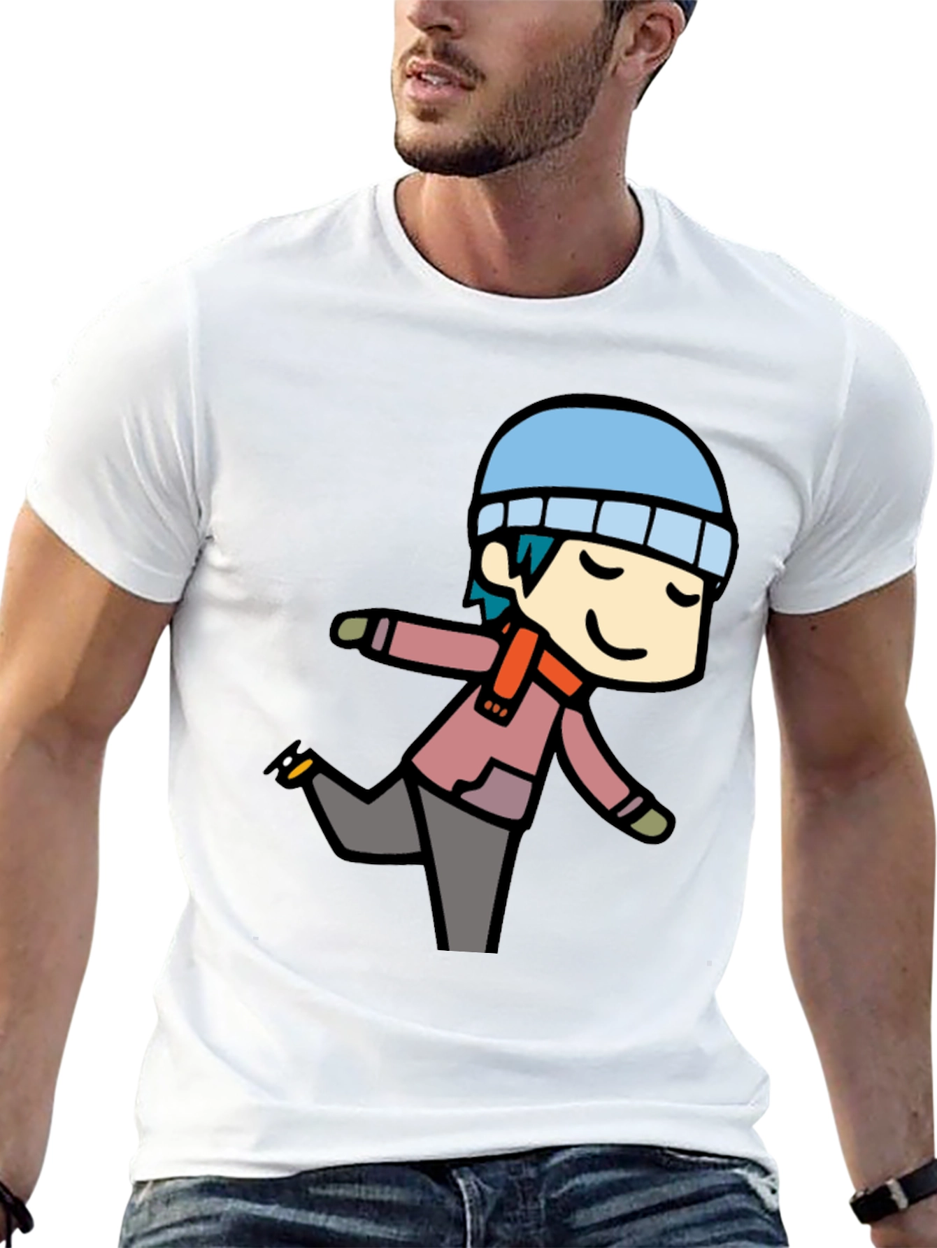 Cartoon Skater Graphic T-Shirt