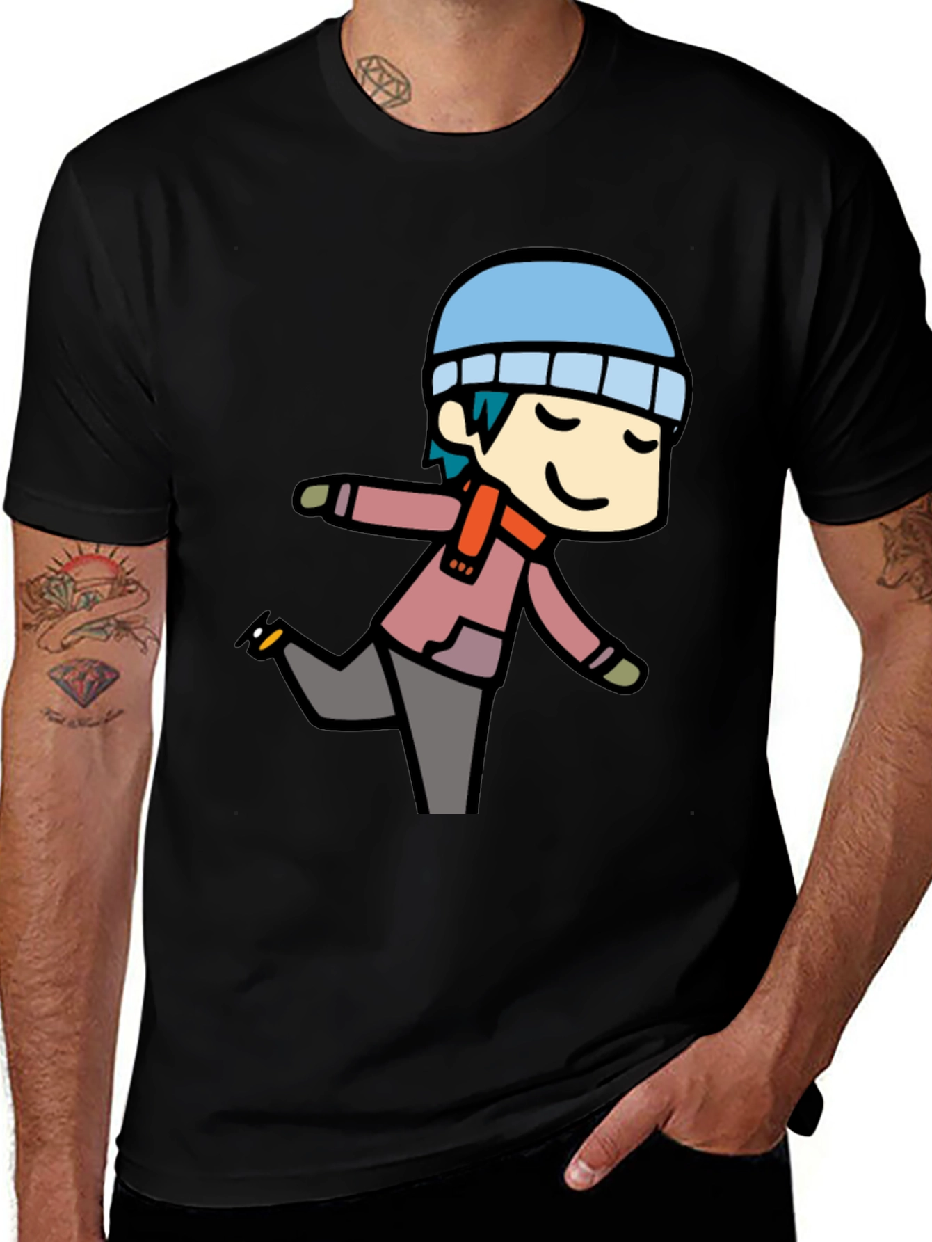 Cartoon Skater Graphic T-Shirt