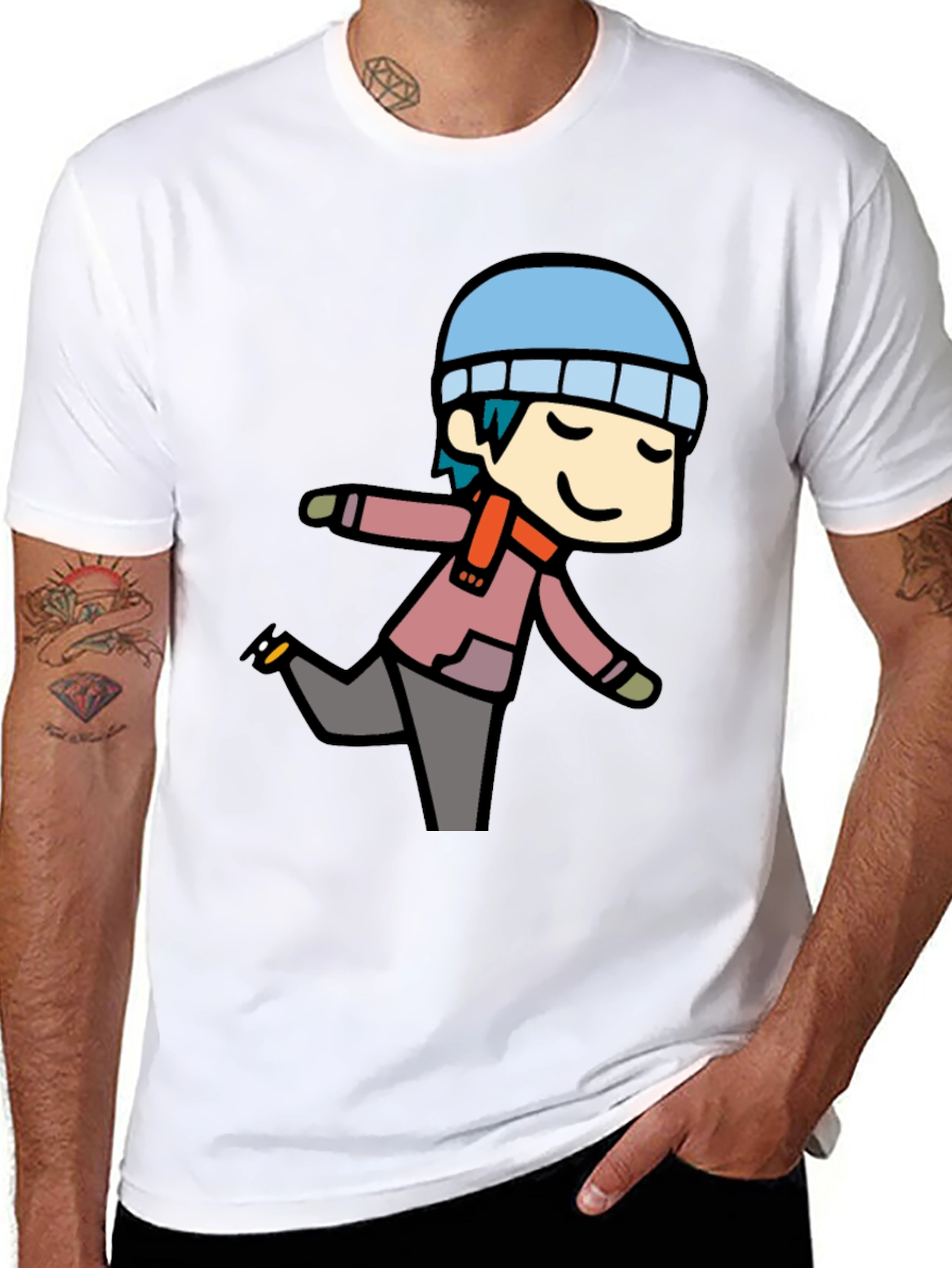 Cartoon Skater Graphic T-Shirt