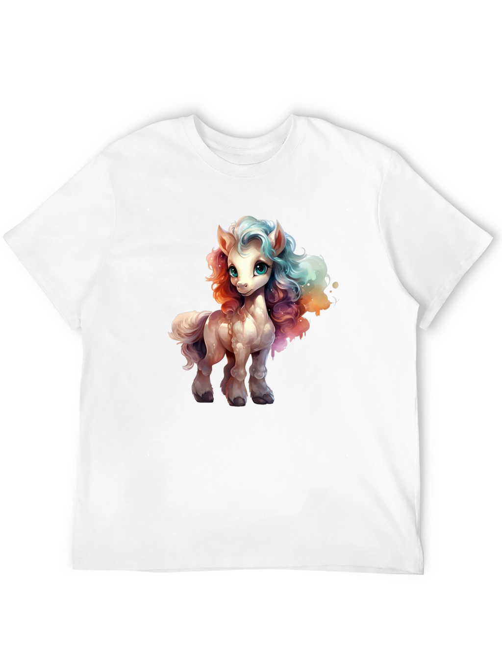 Cartoon Pony Graphic Tee - Black T-Shirt