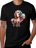 Cartoon Pony Graphic Tee - Black T-Shirt
