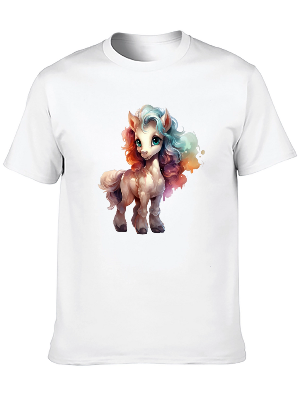 Cartoon Pony Graphic Tee - Black T-Shirt