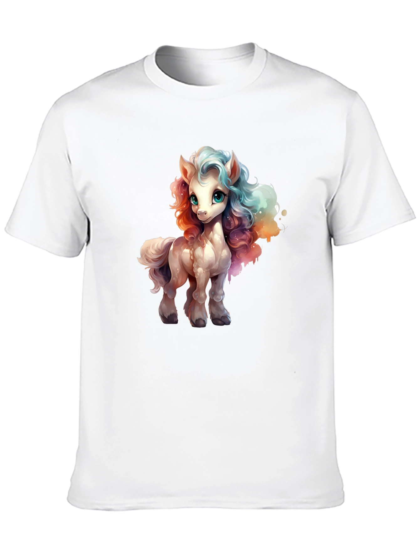 Cartoon Pony Graphic Tee - Black T-Shirt