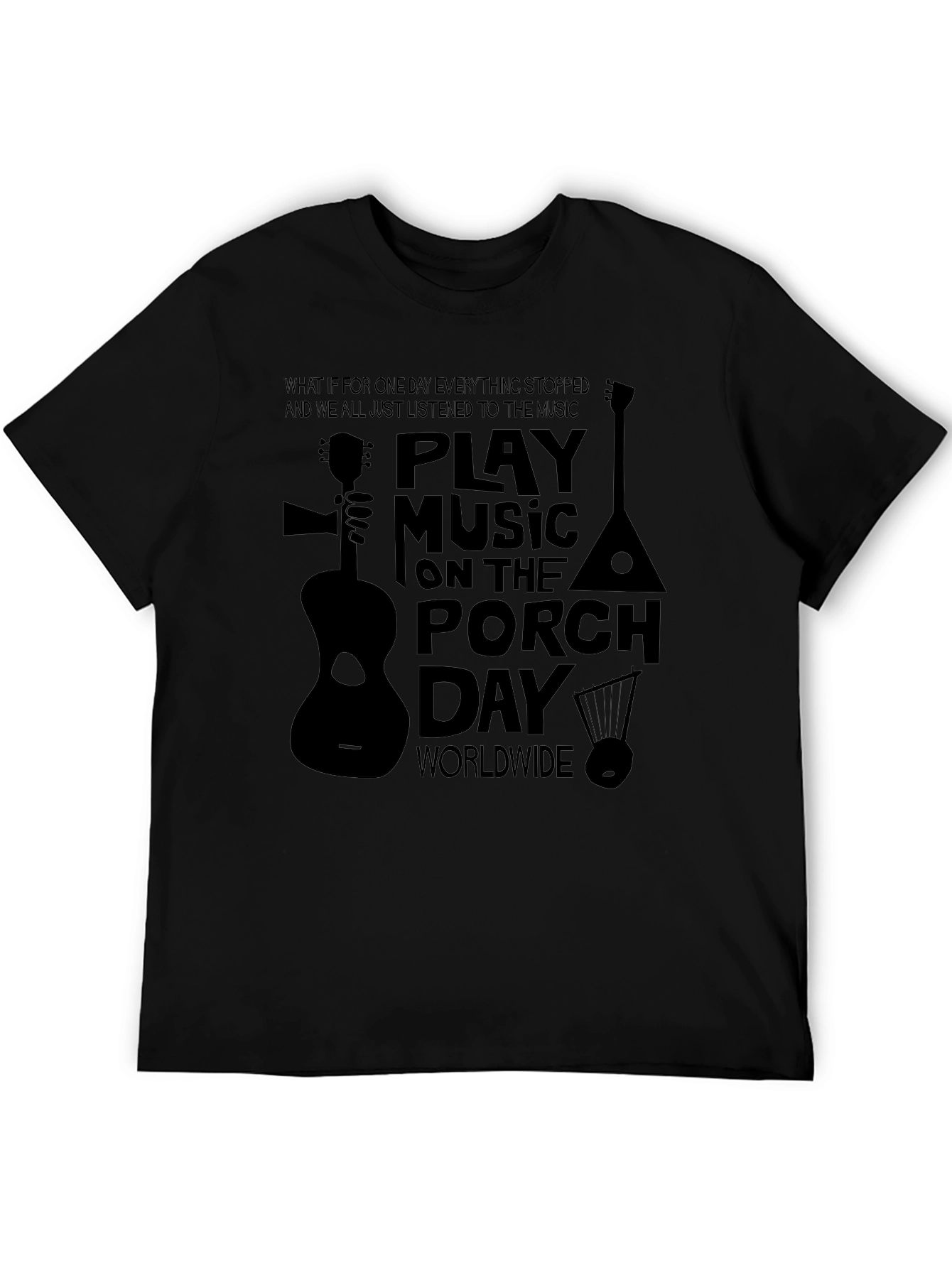 Play Music on the Porch Day Black T-Shirt
