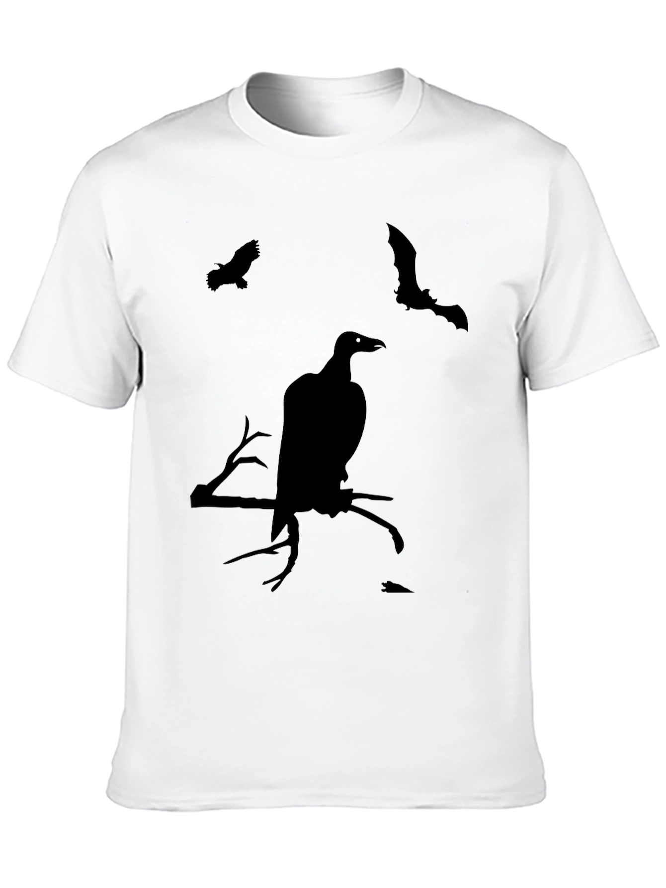Halloween Bird & Bat Graphic Tee - Black