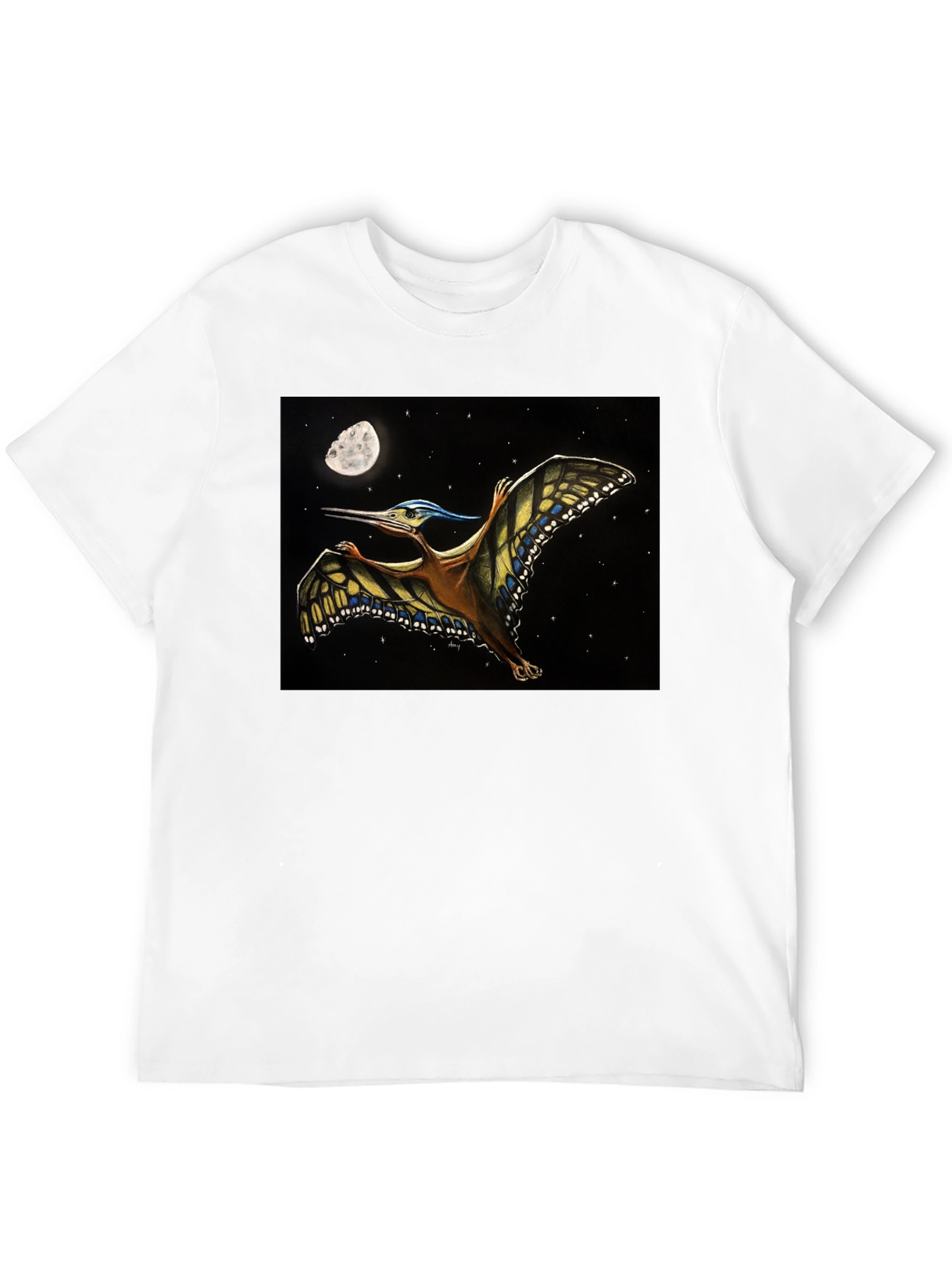Pterodactyl Moon T-Shirt - Black Cotton Tee