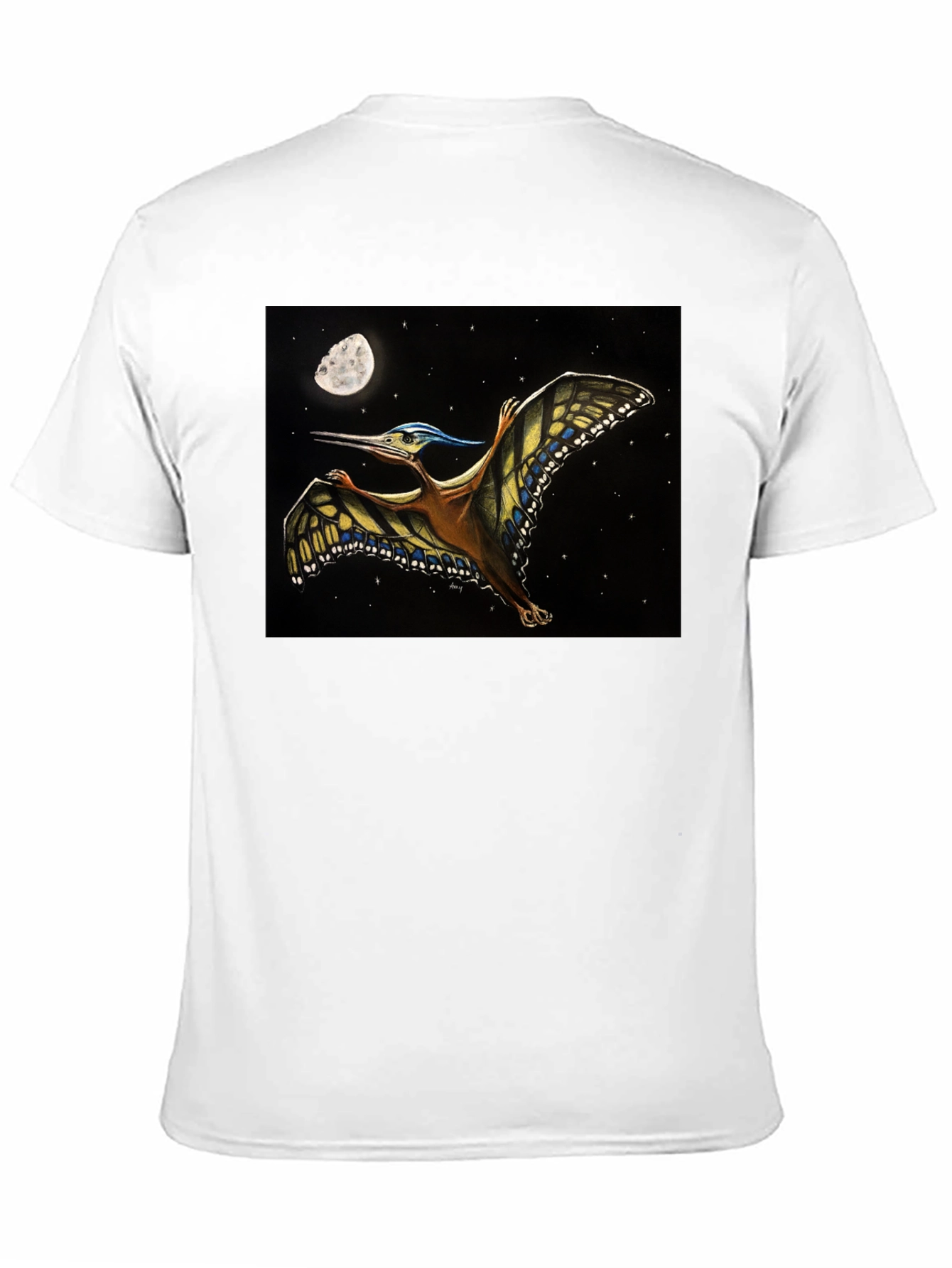 Pterodactyl Moon T-Shirt - Black Cotton Tee