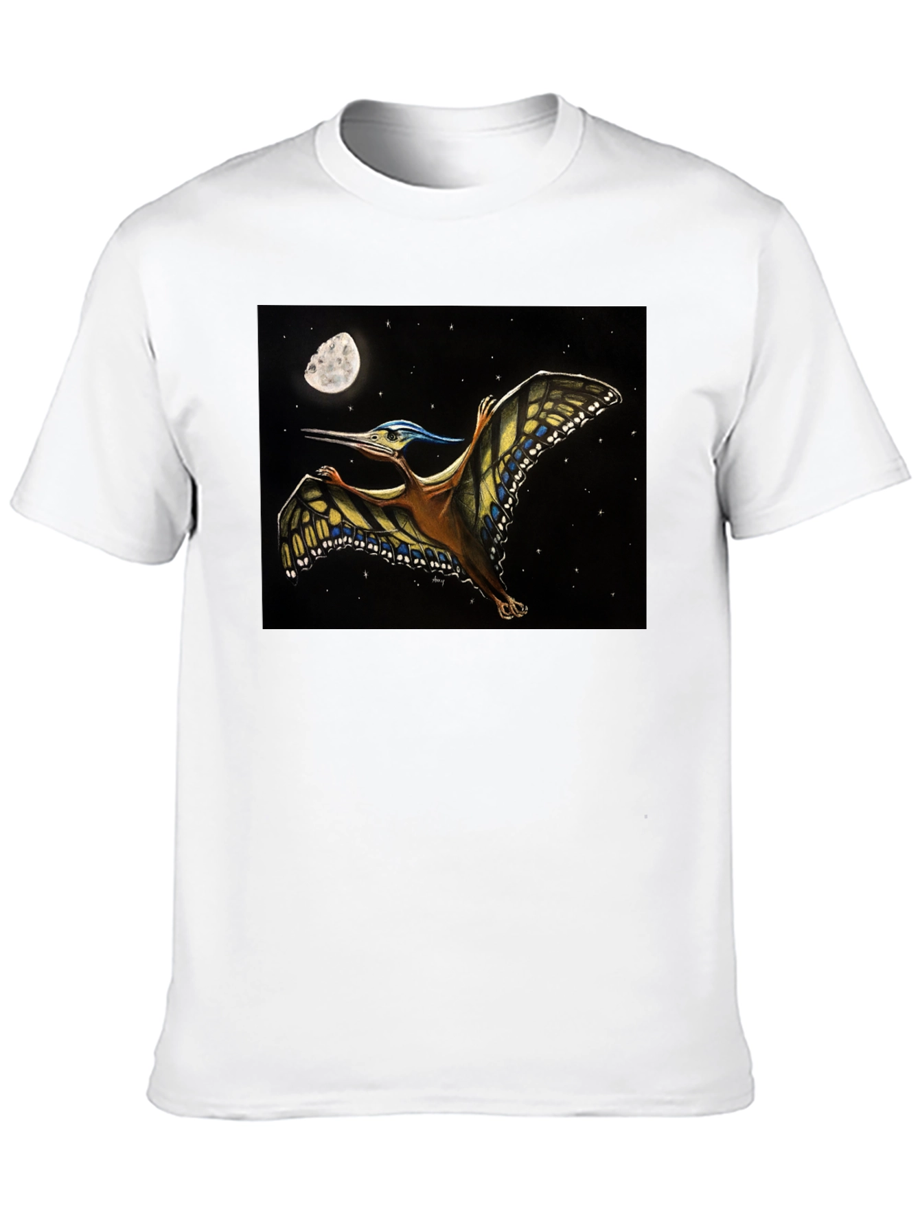 Pterodactyl Moon T-Shirt - Black Cotton Tee