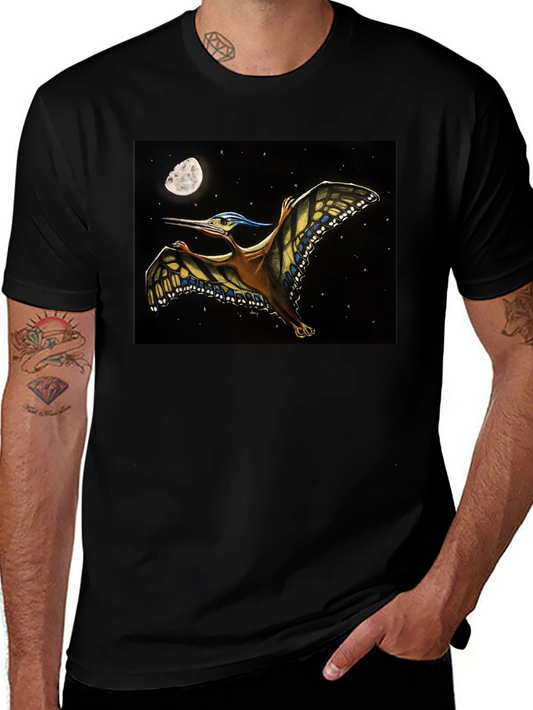 Pterodactyl Moon T-Shirt - Black Cotton Tee