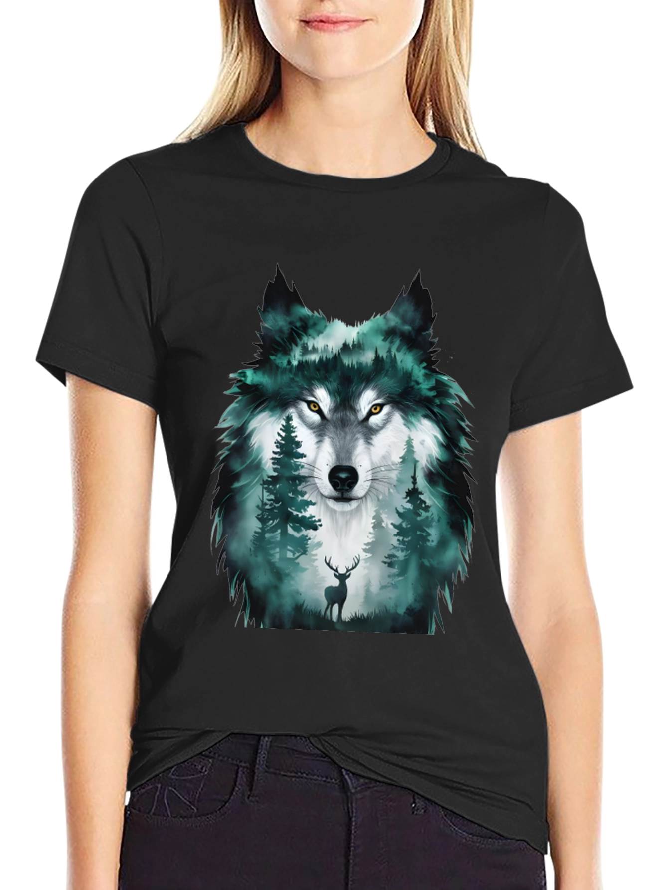 Wolf Forest Graphic Tee - Black
