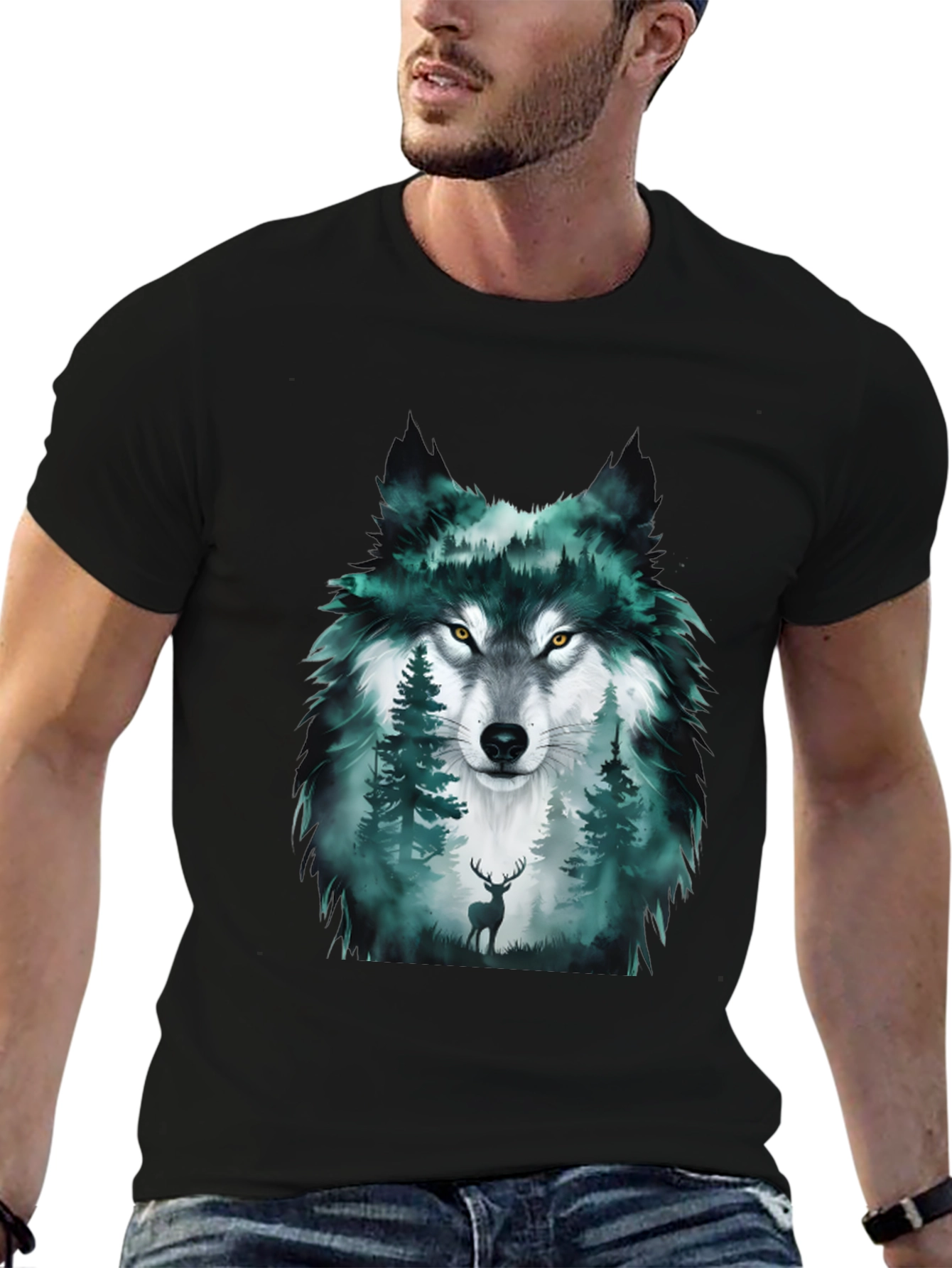 Wolf Forest Graphic Tee - Black