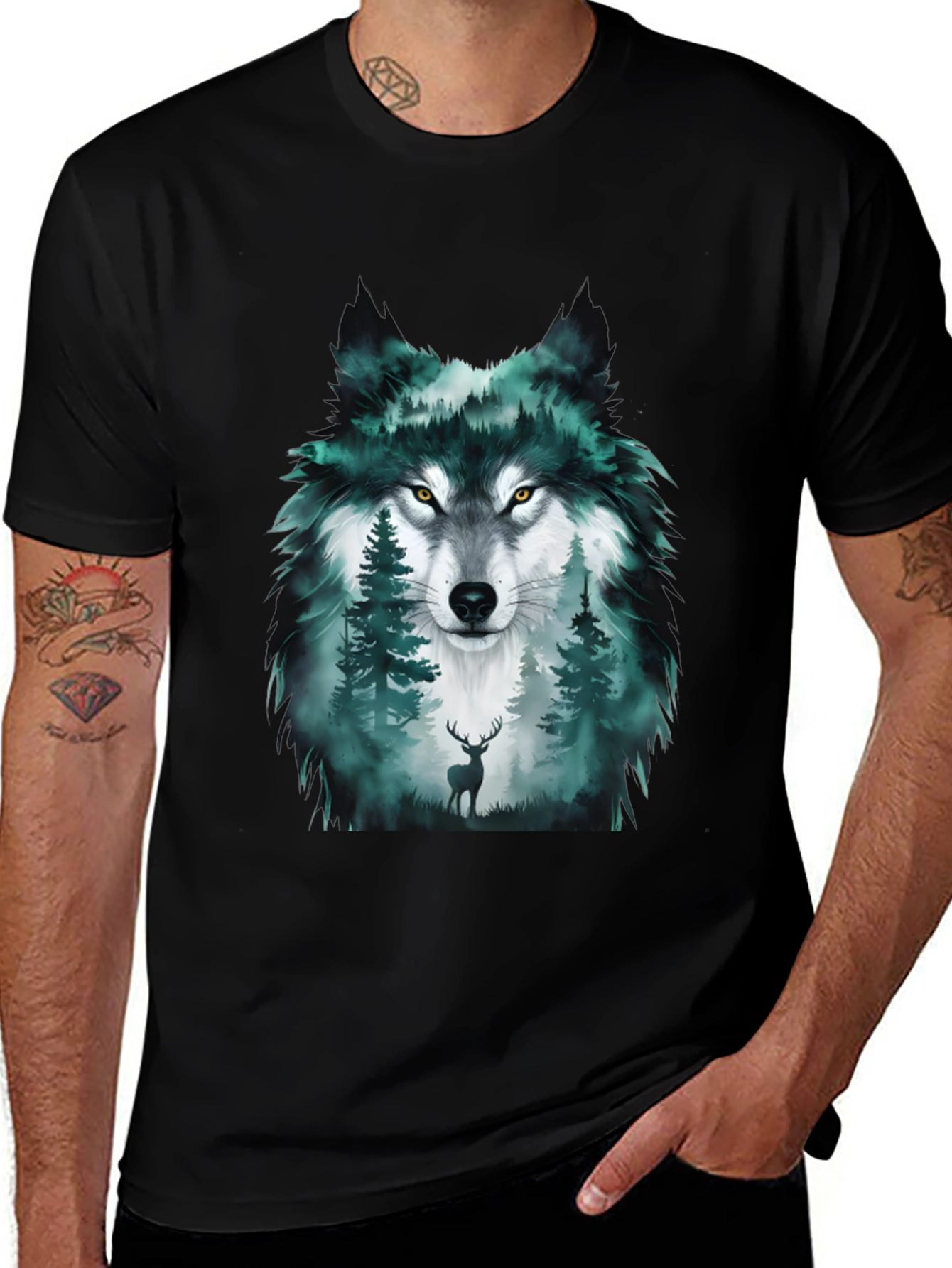 Wolf Forest Graphic Tee - Black