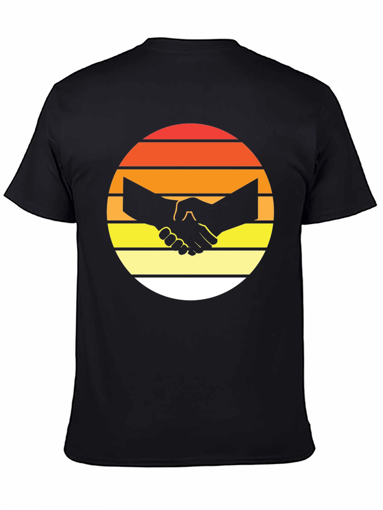 Sunset Handshake Graphic Black T-Shirt
