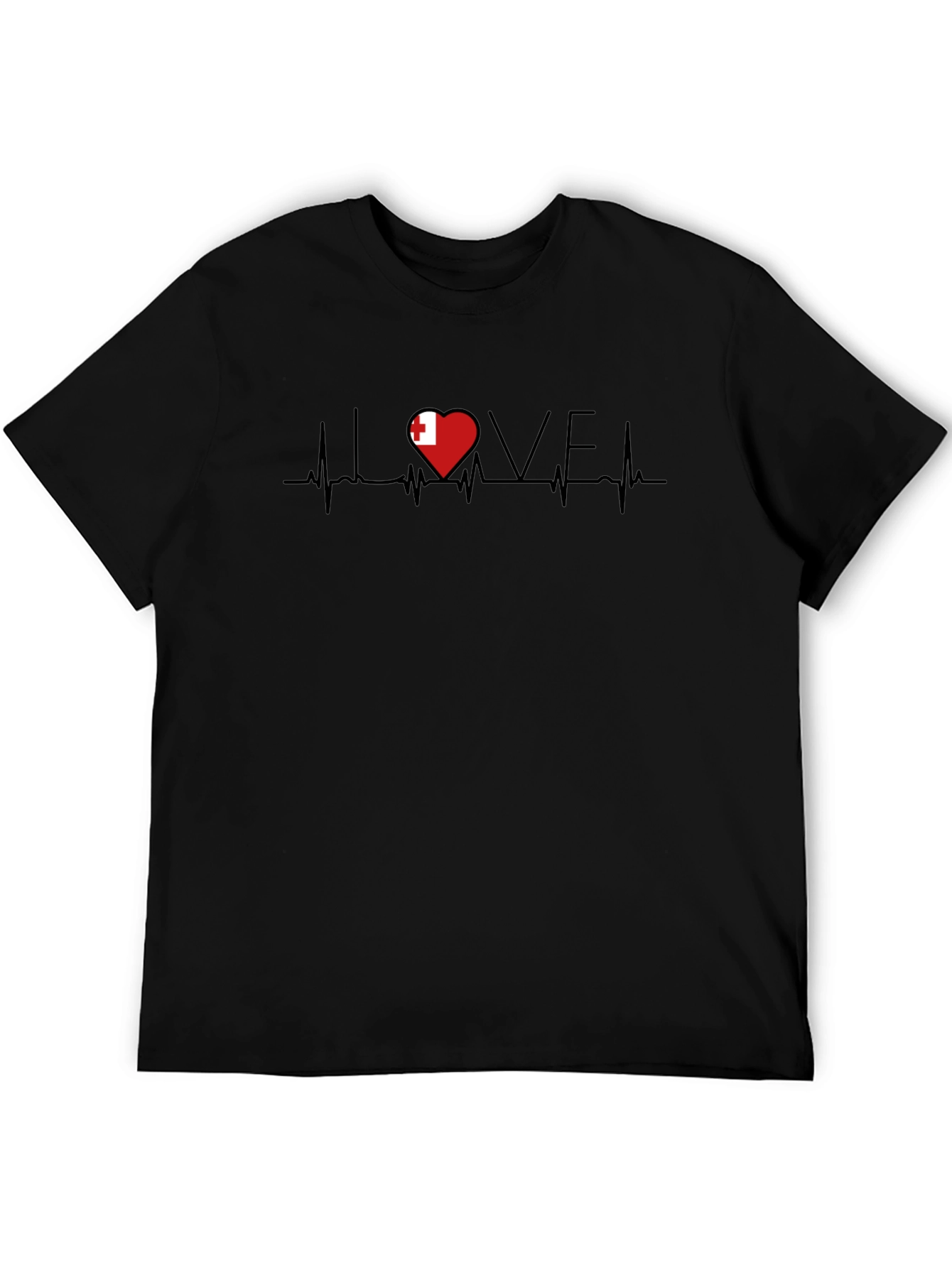 Heartbeat Tonga Flag Love Graphic T-Shirt