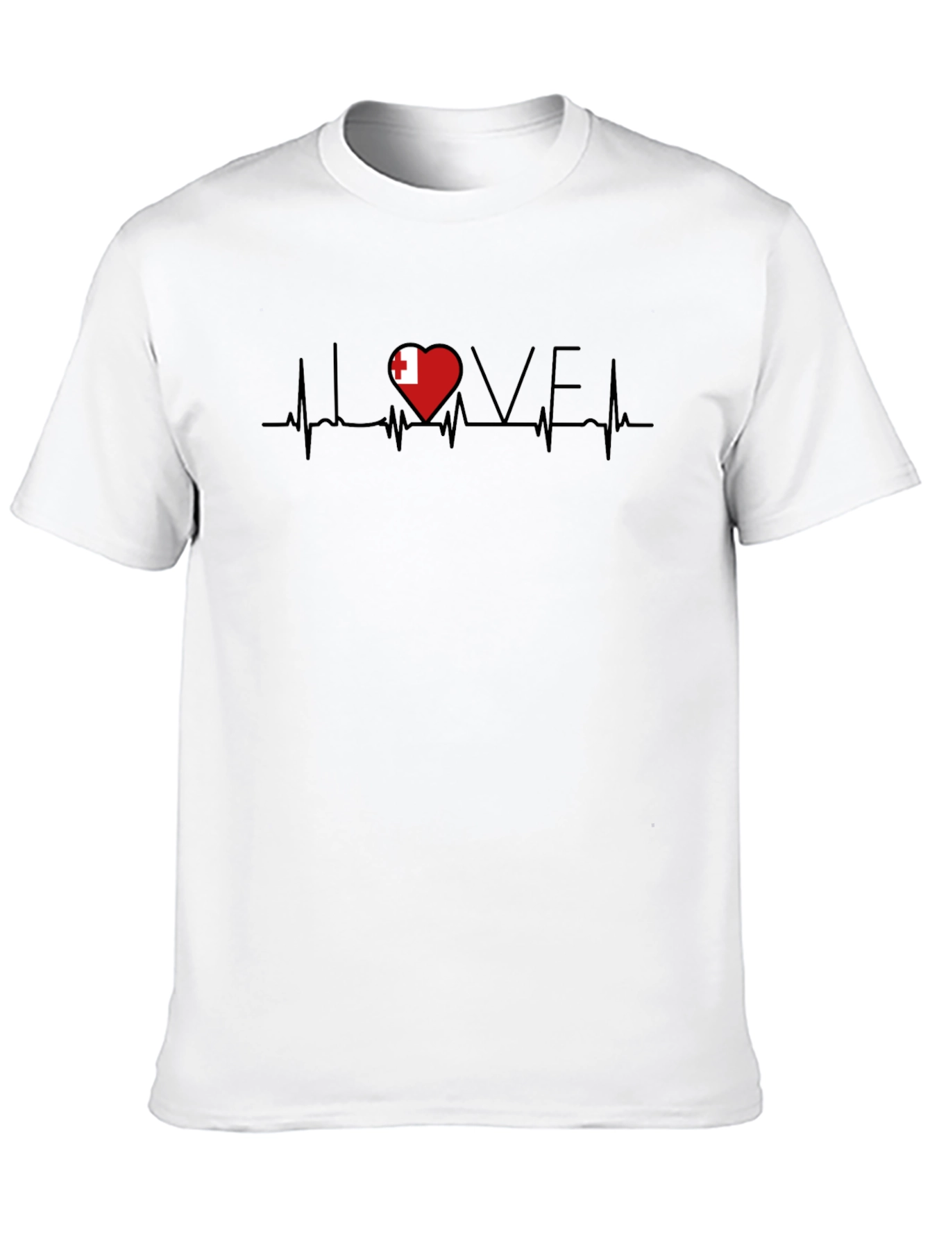 Heartbeat Tonga Flag Love Graphic T-Shirt
