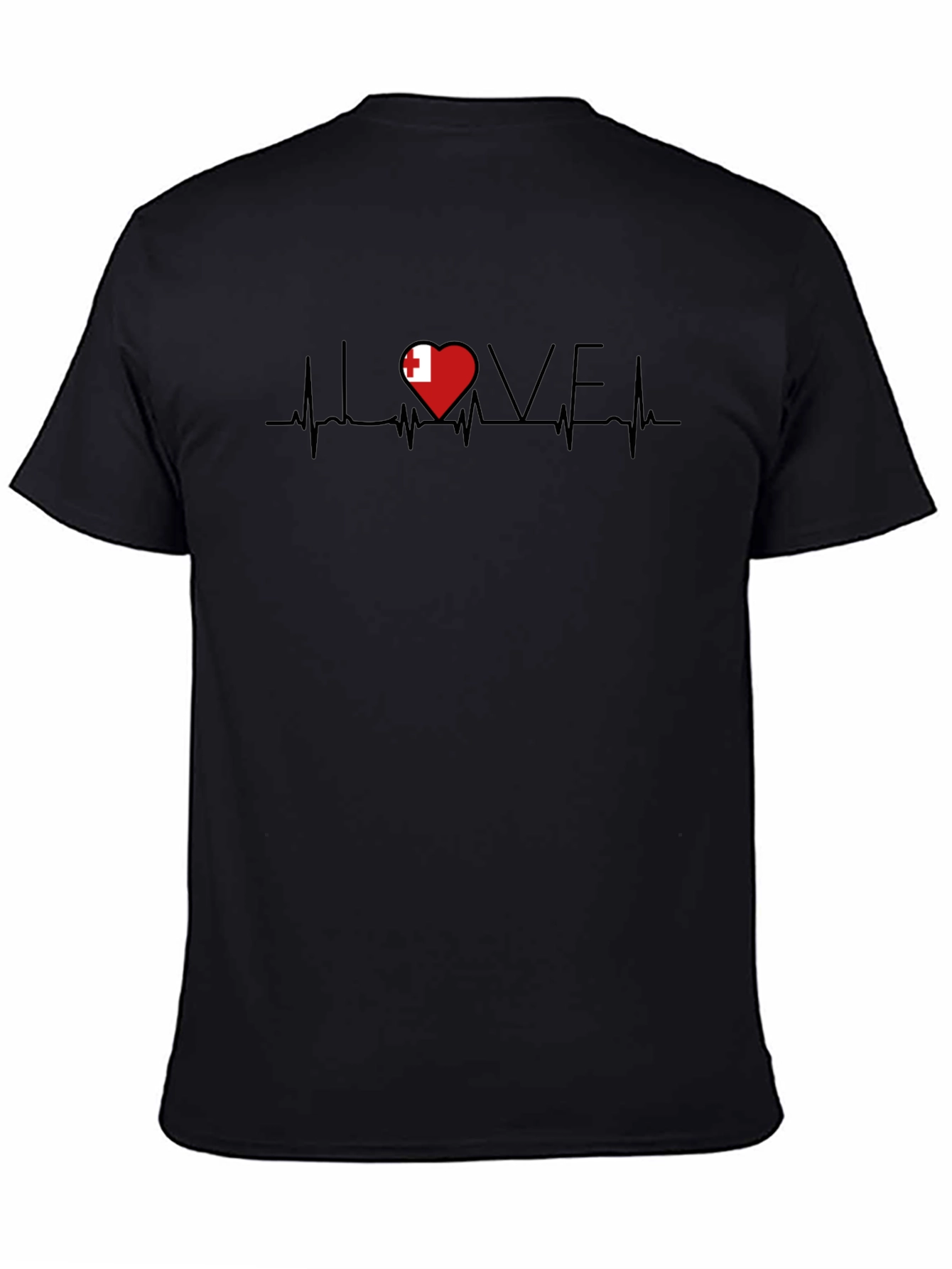 Heartbeat Tonga Flag Love Graphic T-Shirt