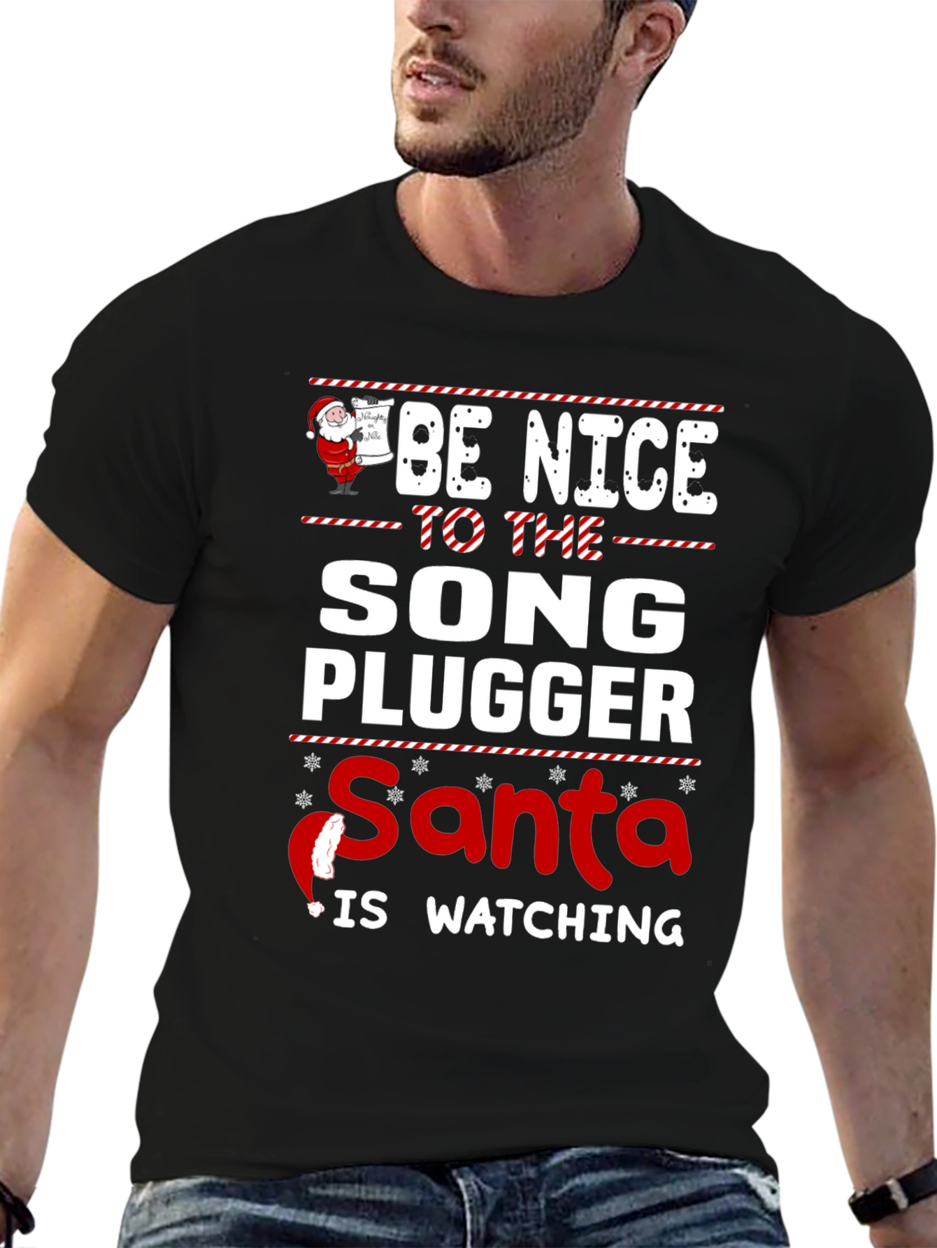 Be Nice To The Song Plugger Santa T-Shirt