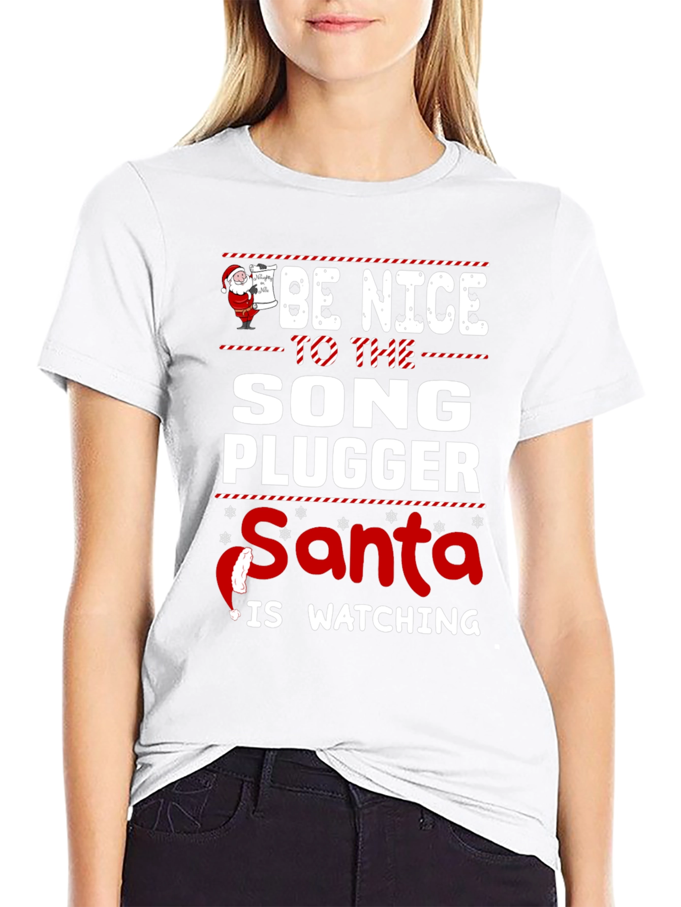 Be Nice To The Song Plugger Santa T-Shirt