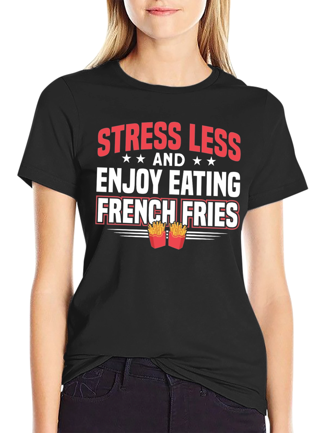 Stress Less French Fries Graphic Tee