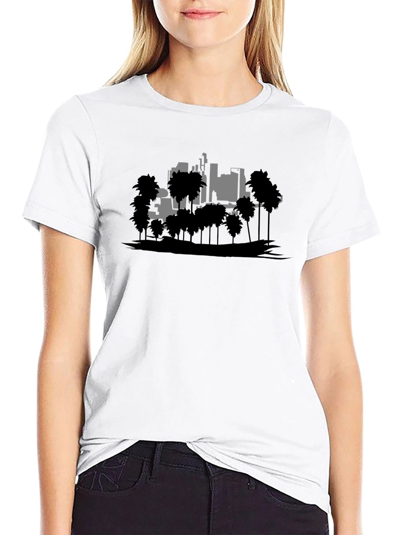 Retro Cityscape Graphic Tee - Black