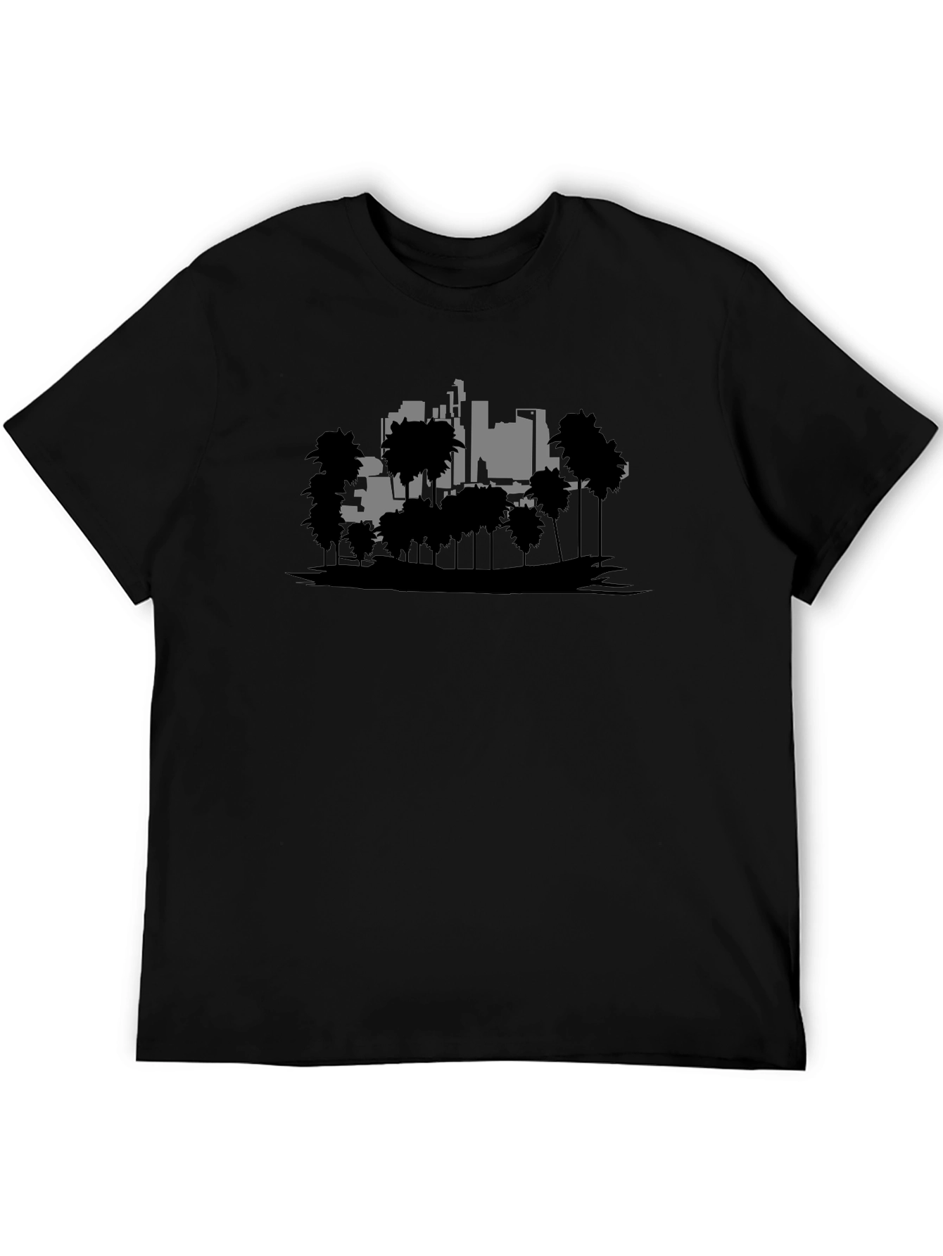 Retro Cityscape Graphic Tee - Black