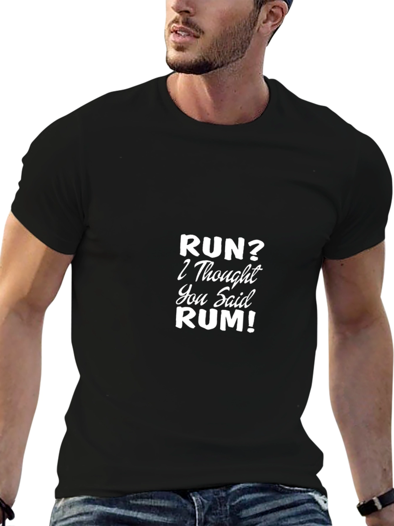 Run? Rum! Black Cotton Graphic Tee