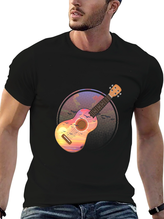 Ukulele Sunset Graphic Tee - Tropical Vibe