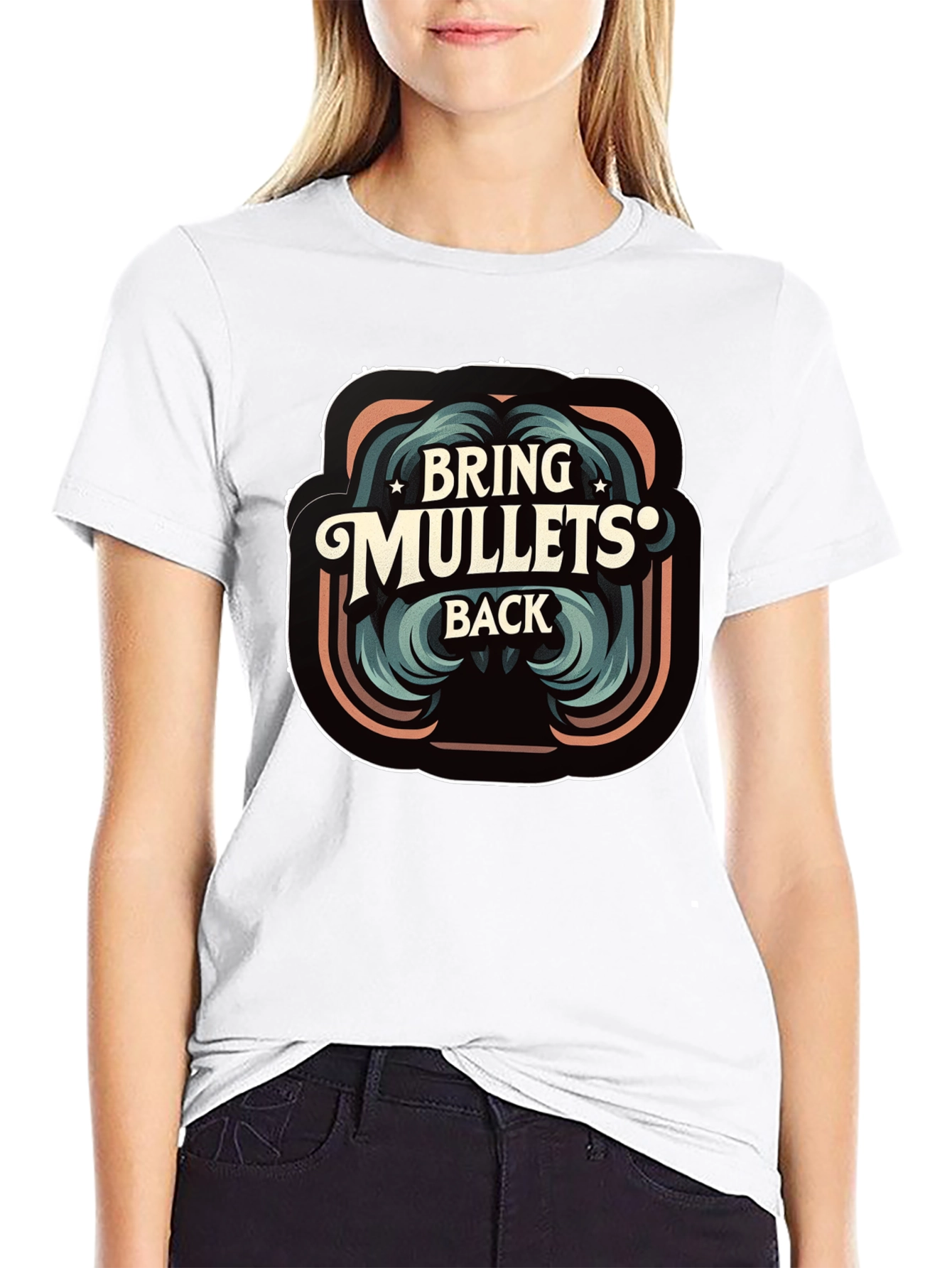 Bring Mullets Back Retro Graphic Tee - Black