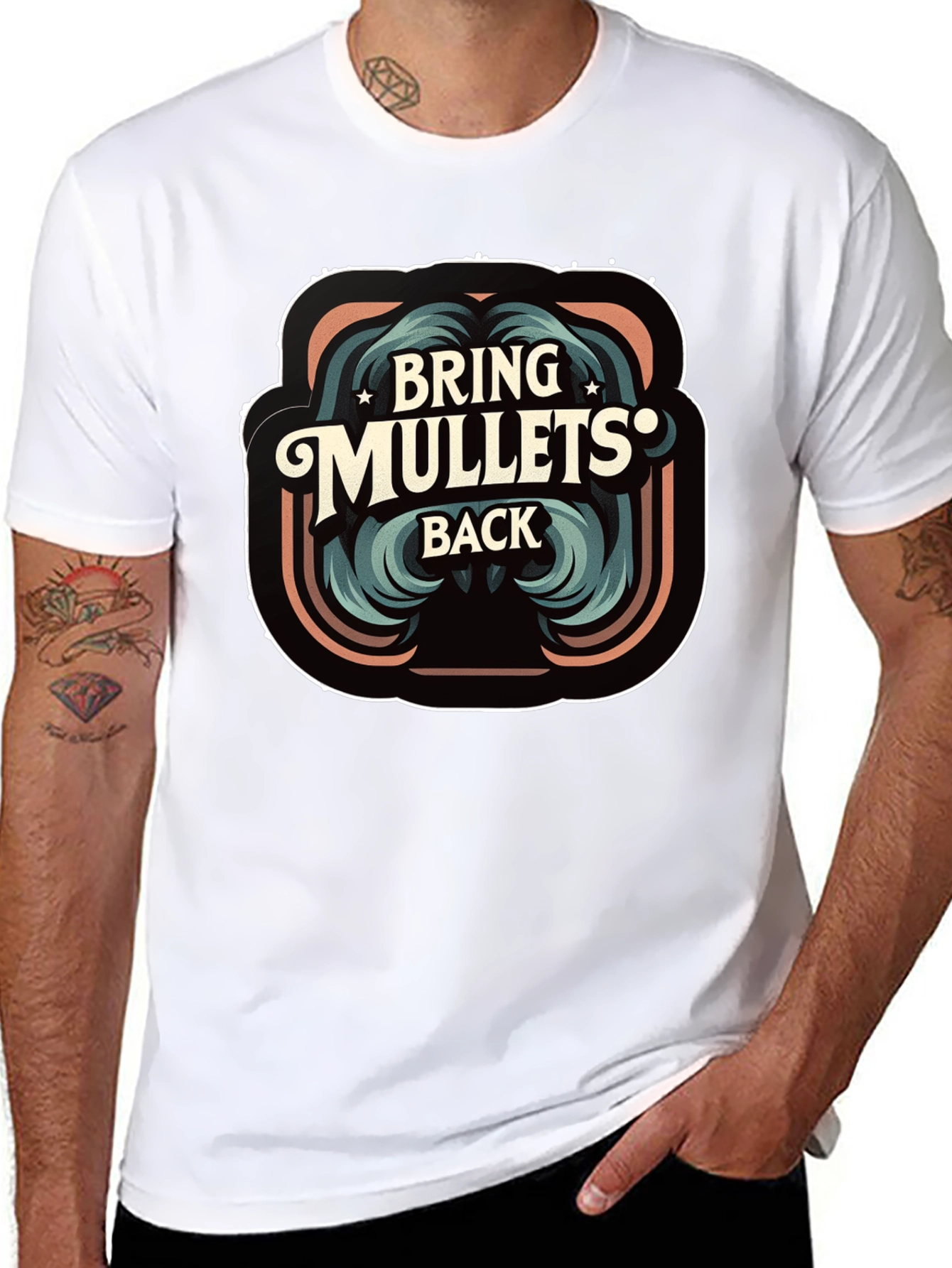 Bring Mullets Back Retro Graphic Tee - Black