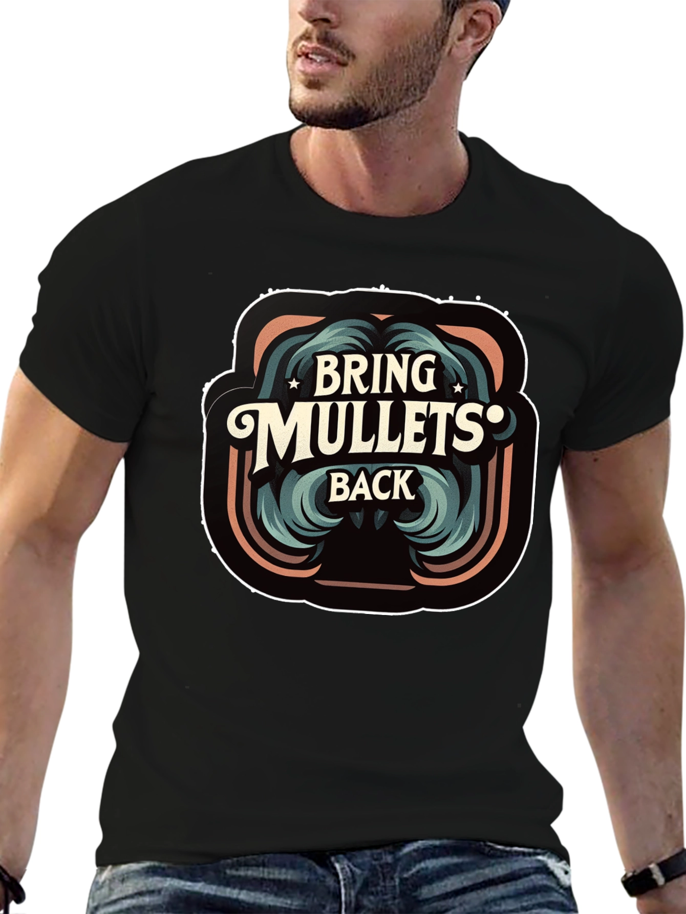 Bring Mullets Back Retro Graphic Tee - Black