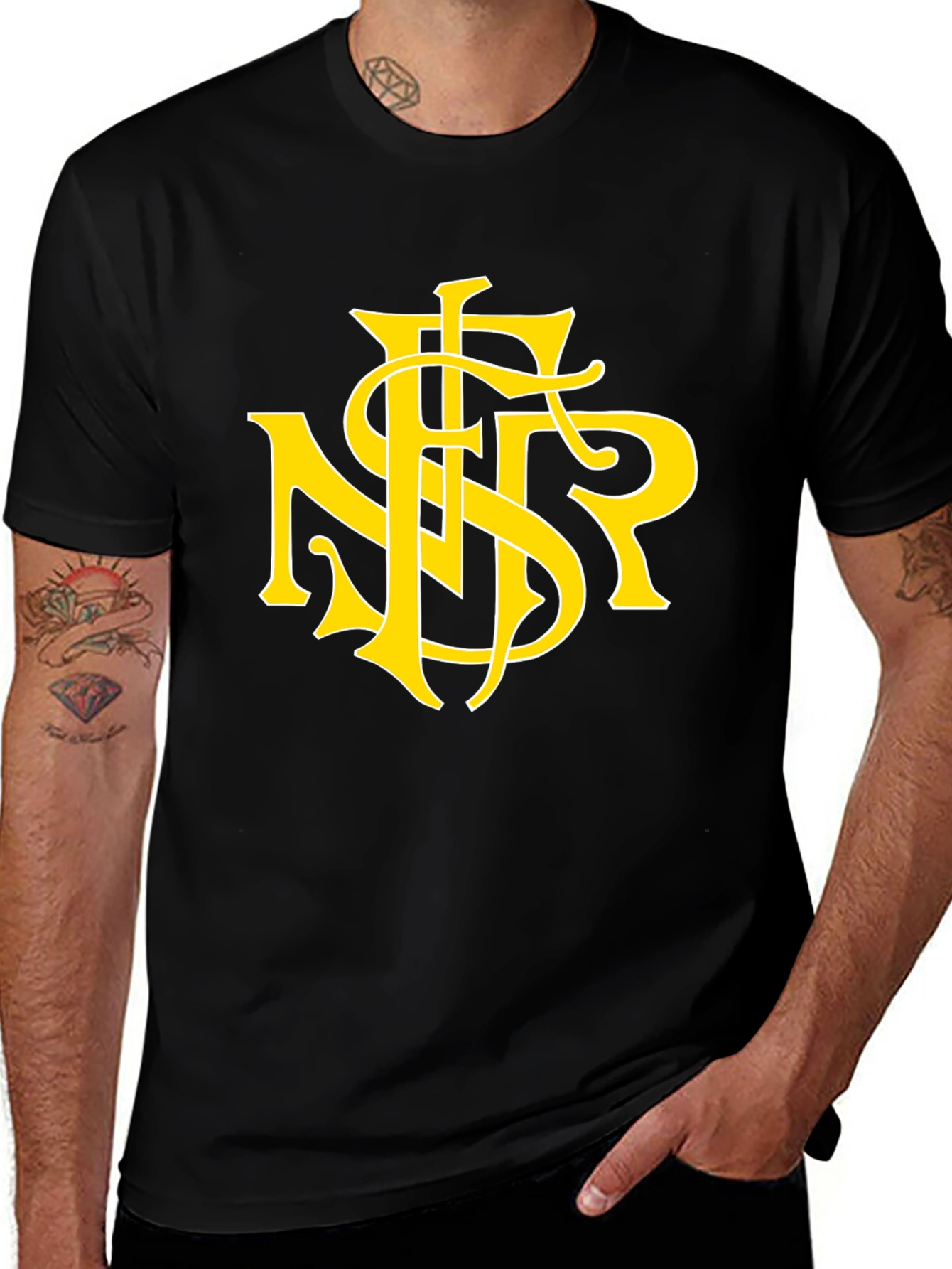 Black T-Shirt with Yellow NSR Logo