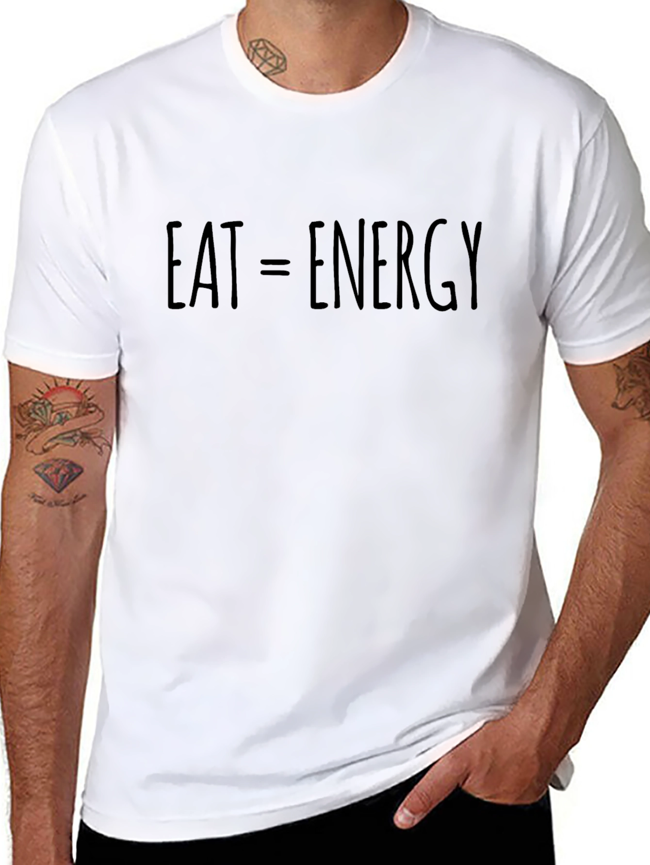 Eat Equals Energy Graphic Tee - Black Casual Fit