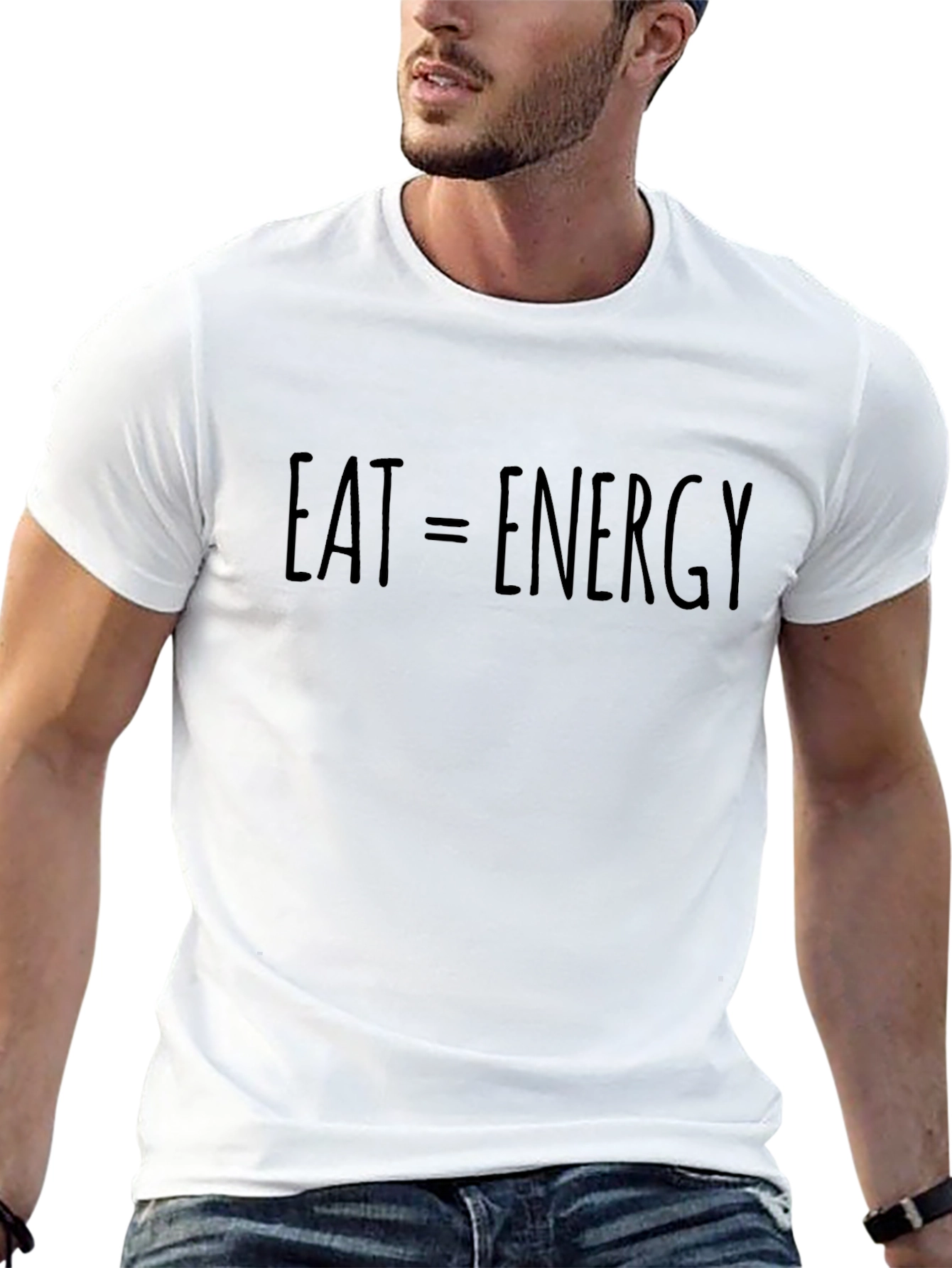 Eat Equals Energy Graphic Tee - Black Casual Fit