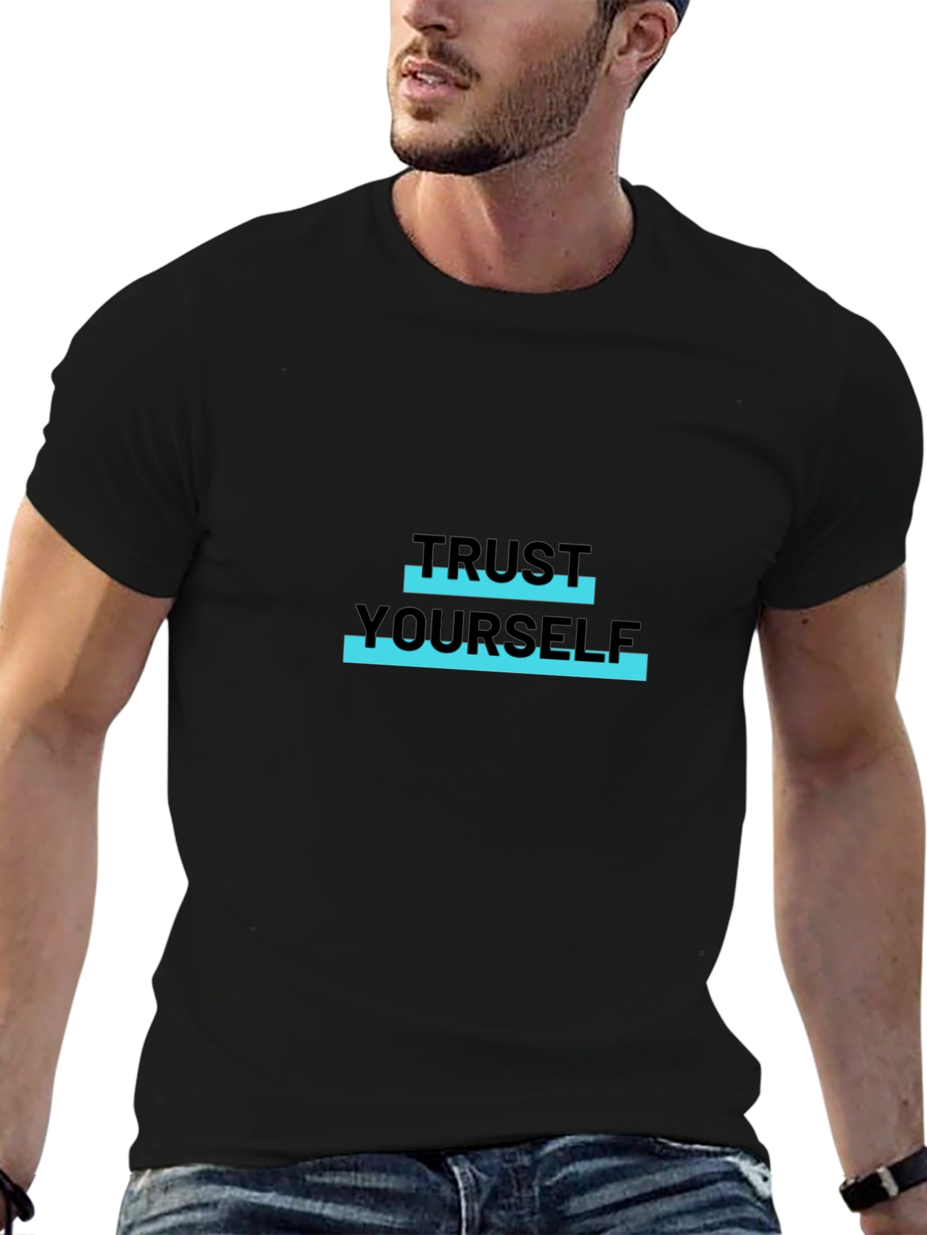 Trust Yourself Black Graphic T-Shirt