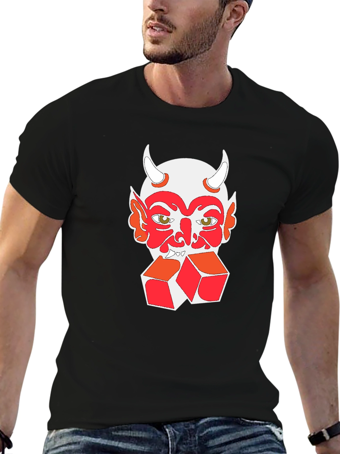Devil Dice Graphic Tee - Black Cotton Casual Shirt