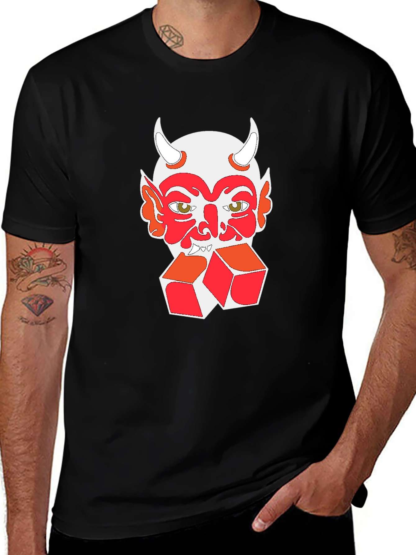 Devil Dice Graphic Tee - Black Cotton Casual Shirt